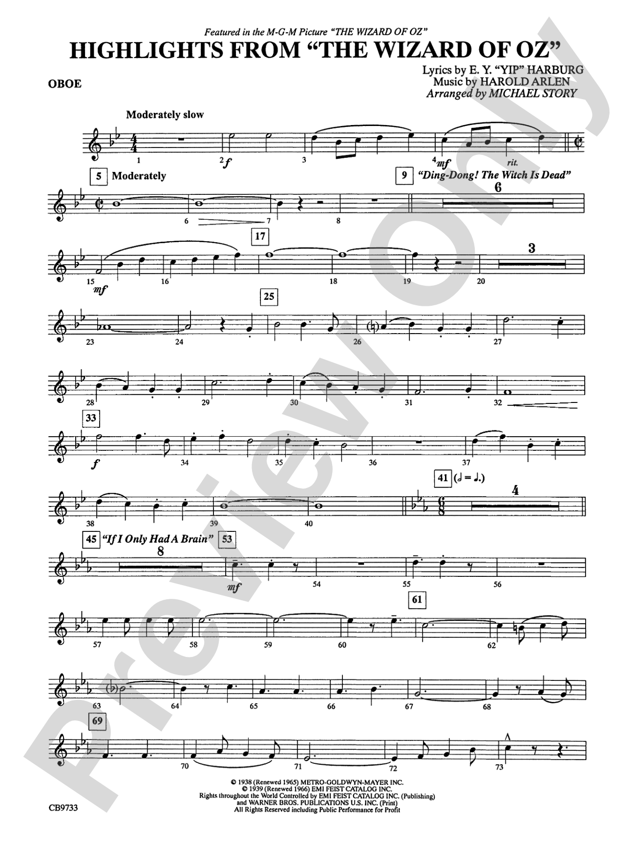 The Wizard of Oz, Highlights from: Oboe
