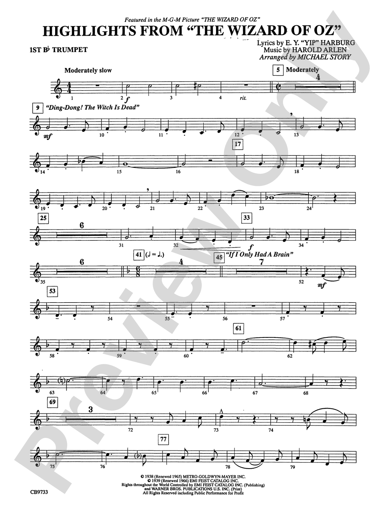 The Wizard of Oz, Highlights from: 1st B-flat Trumpet