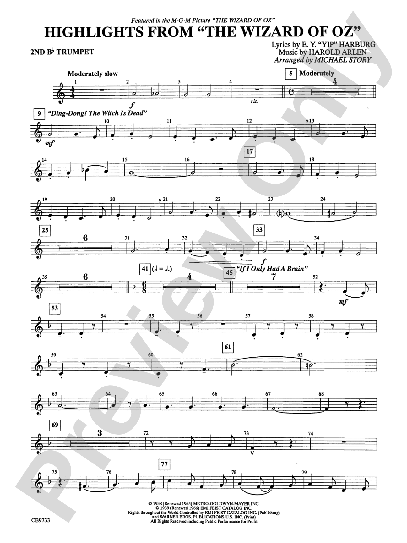 The Wizard of Oz, Highlights from: 2nd B-flat Trumpet