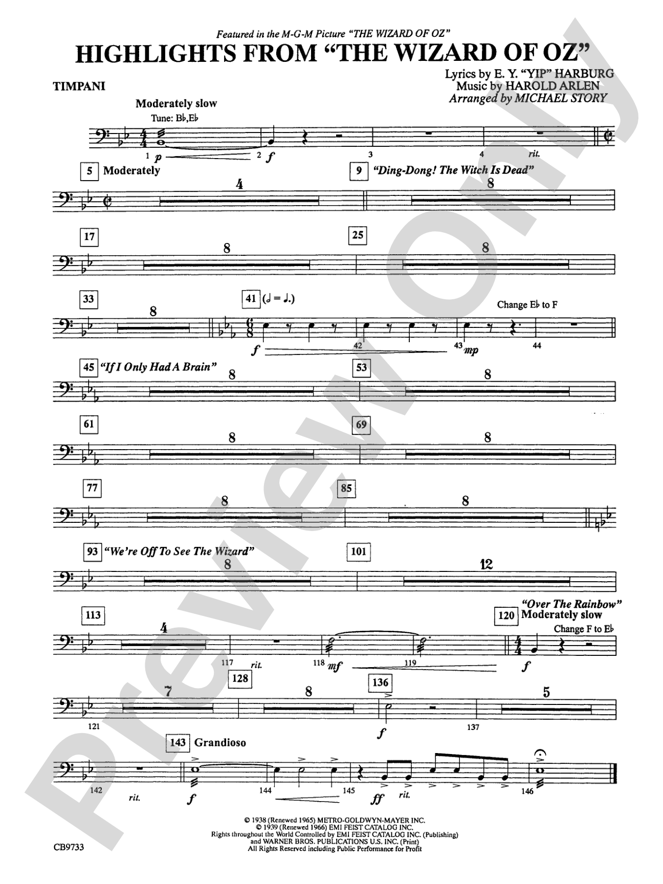 The Wizard of Oz, Highlights from: Timpani