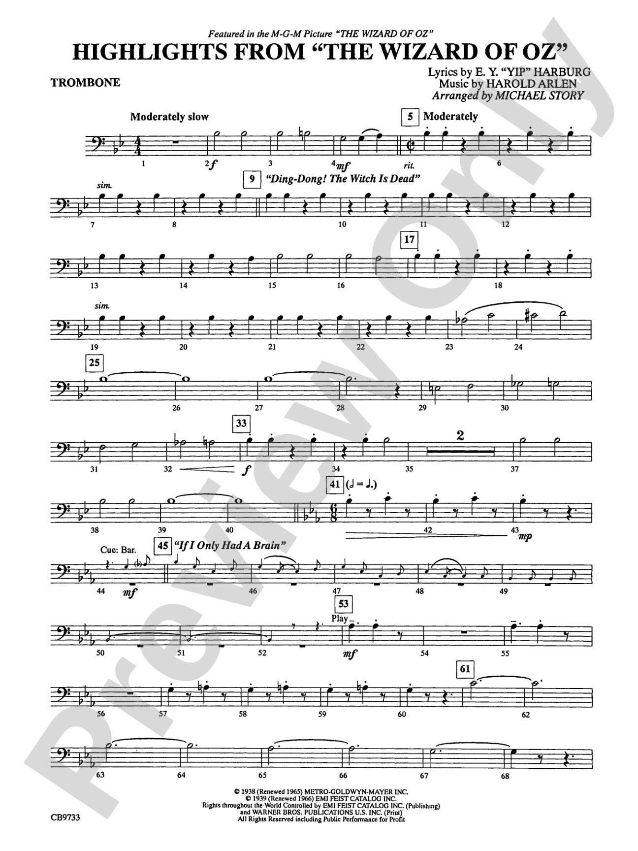 The Wizard of Oz, Highlights from: 1st Trombone