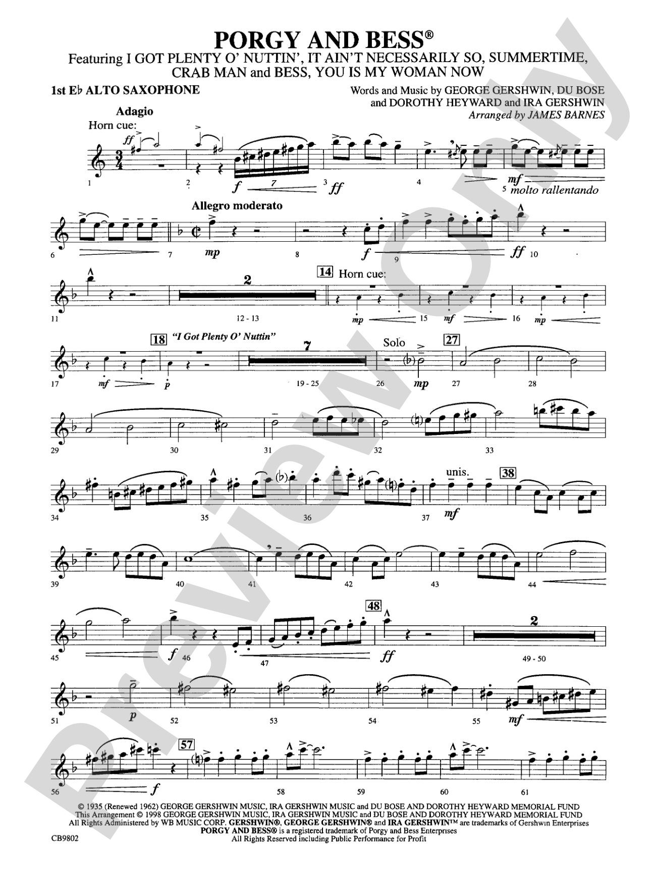 Porgy and Bess® (Medley): E-flat Alto Saxophone