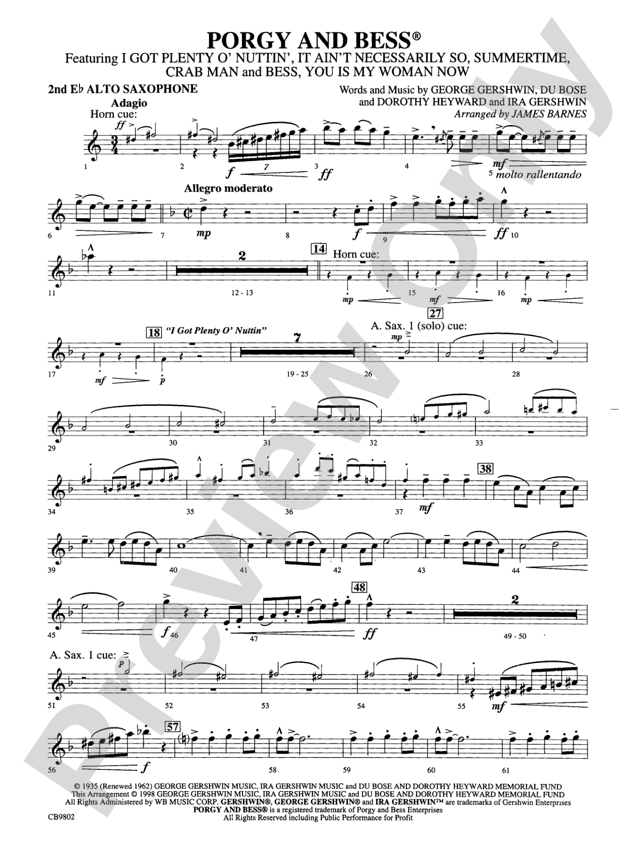 Porgy and Bess® (Medley): 2nd E-flat Alto Saxophone