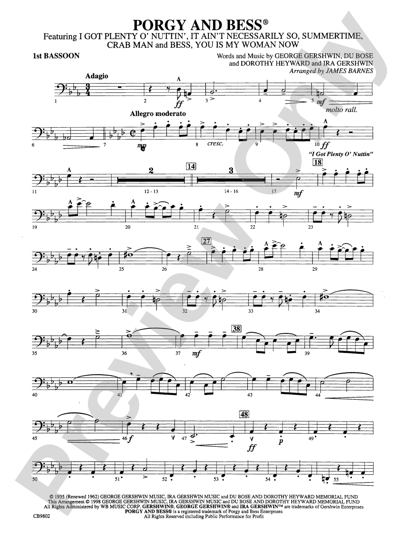 Porgy and Bess® (Medley): Bassoon