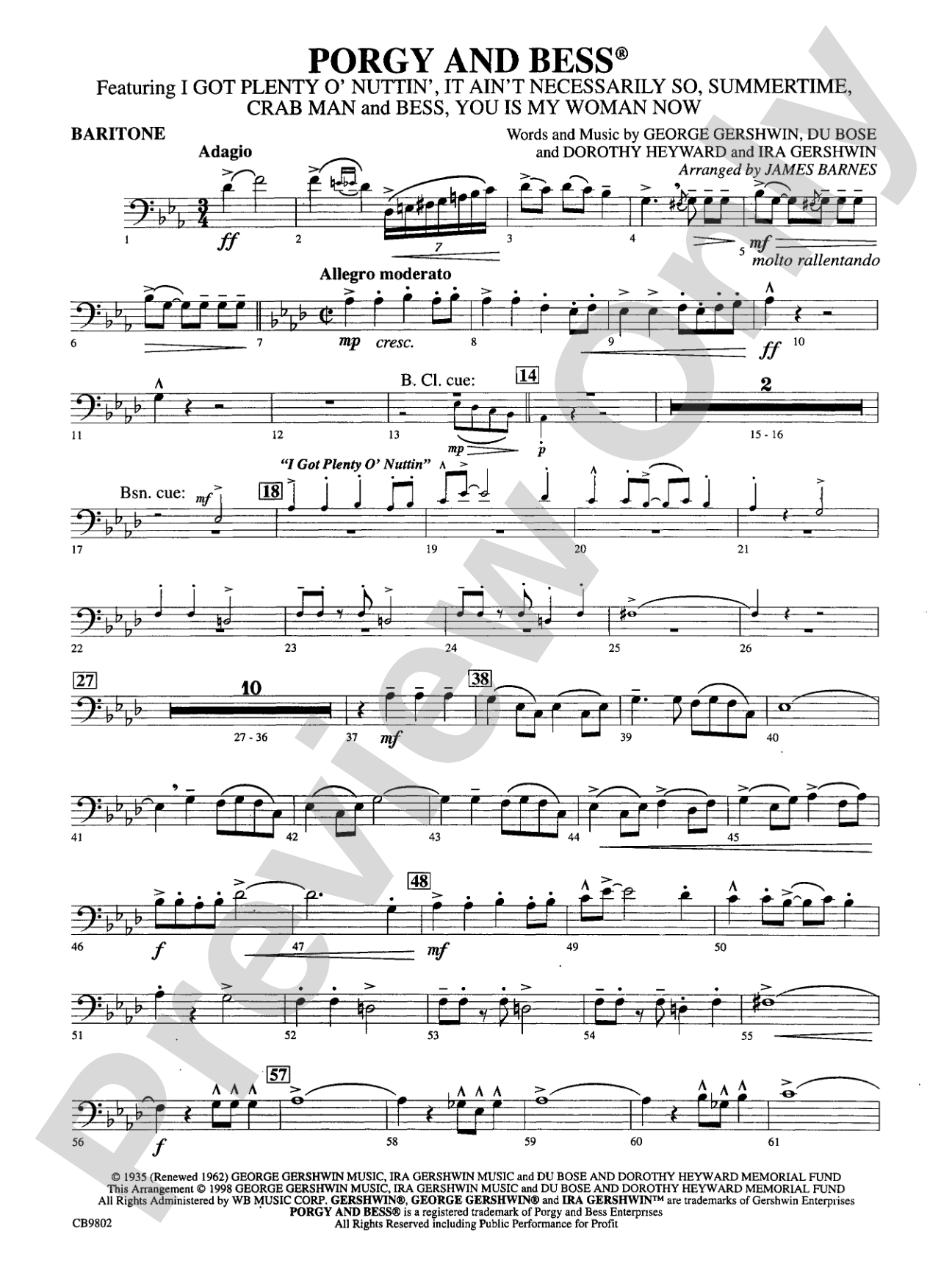 Porgy and Bess® (Medley): Baritone B.C.
