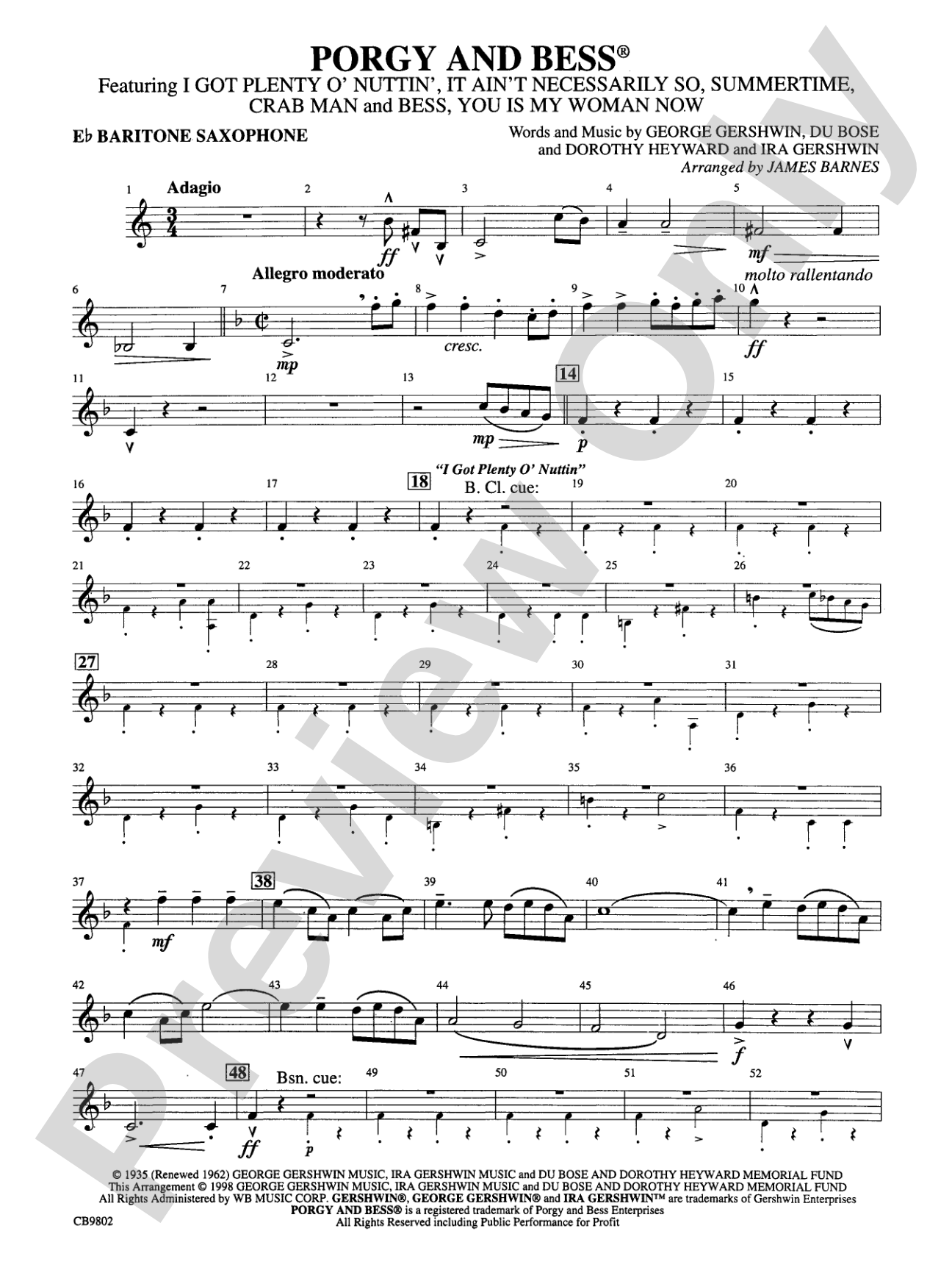 Porgy and Bess® (Medley): E-flat Baritone Saxophone