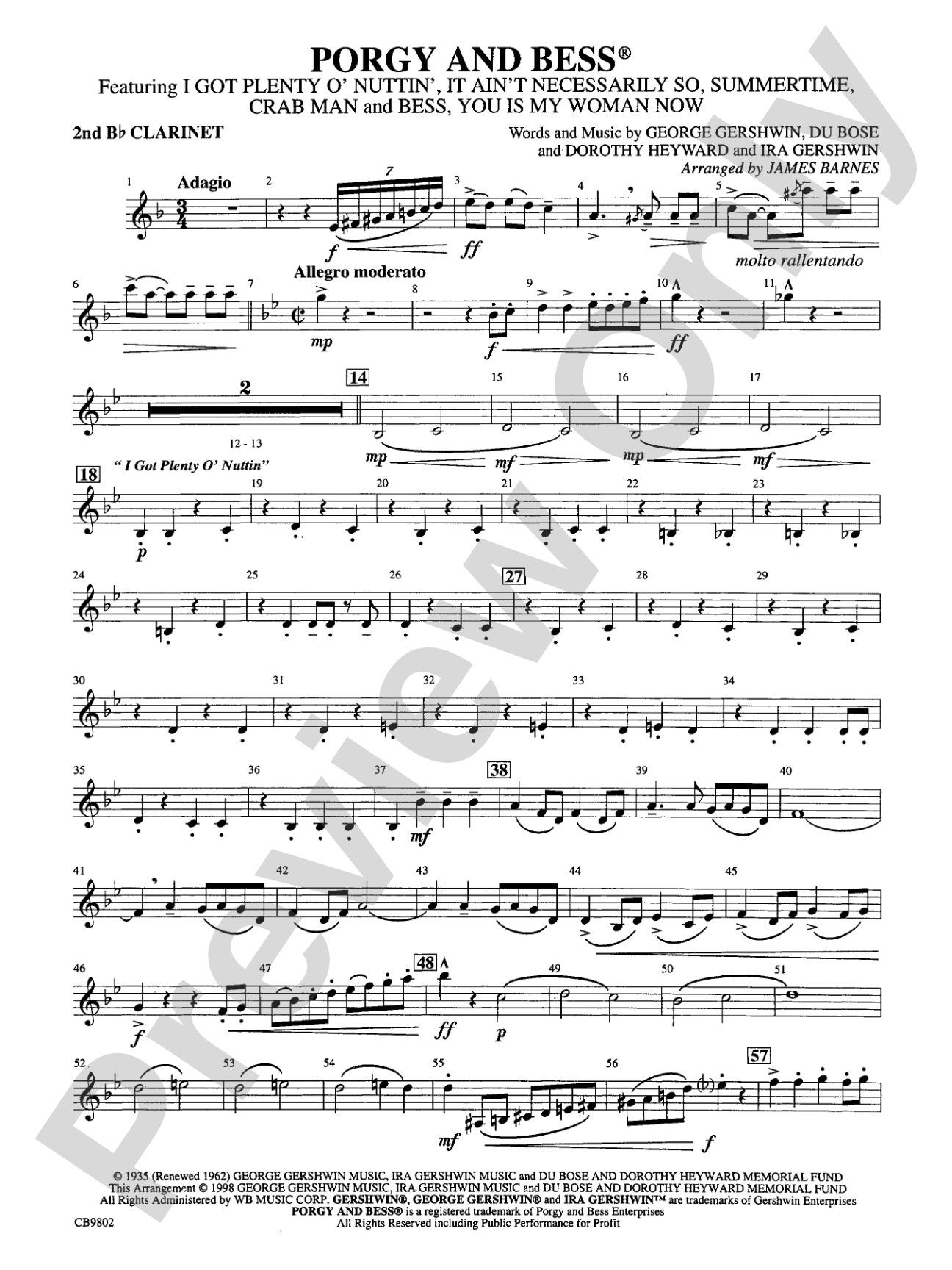 Porgy and Bess® (Medley): 2nd B-flat Clarinet