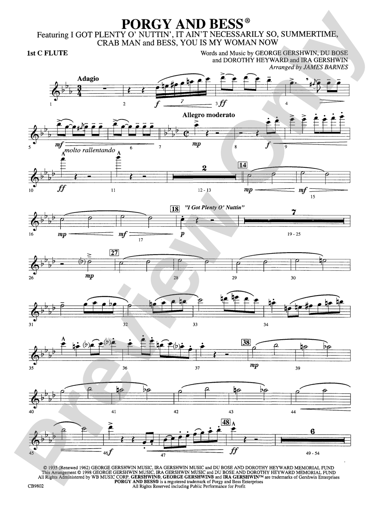 Porgy and Bess® (Medley): Flute