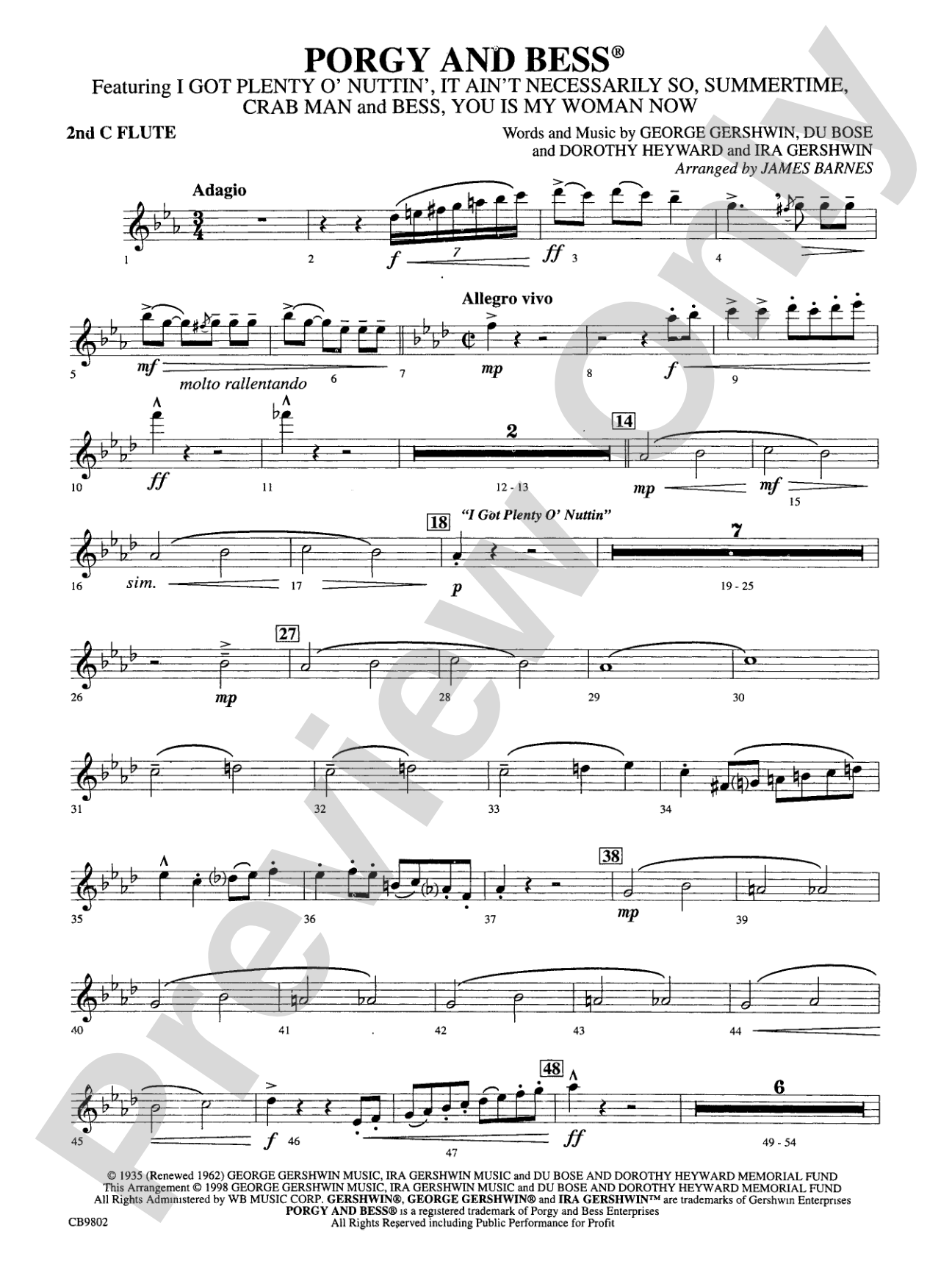 Porgy and Bess® (Medley): 2nd Flute