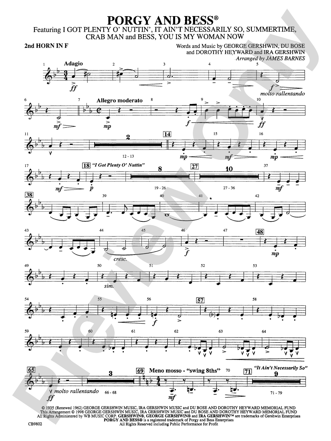 Porgy and Bess® (Medley): 2nd F Horn