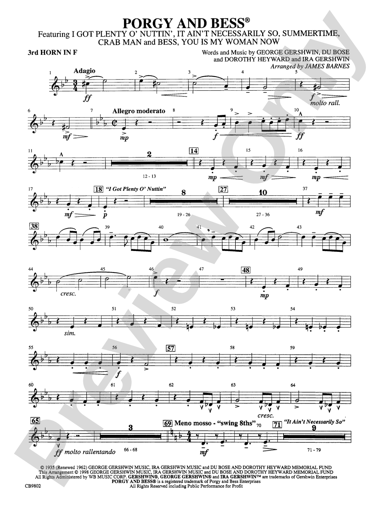 Porgy and Bess® (Medley): 3rd F Horn