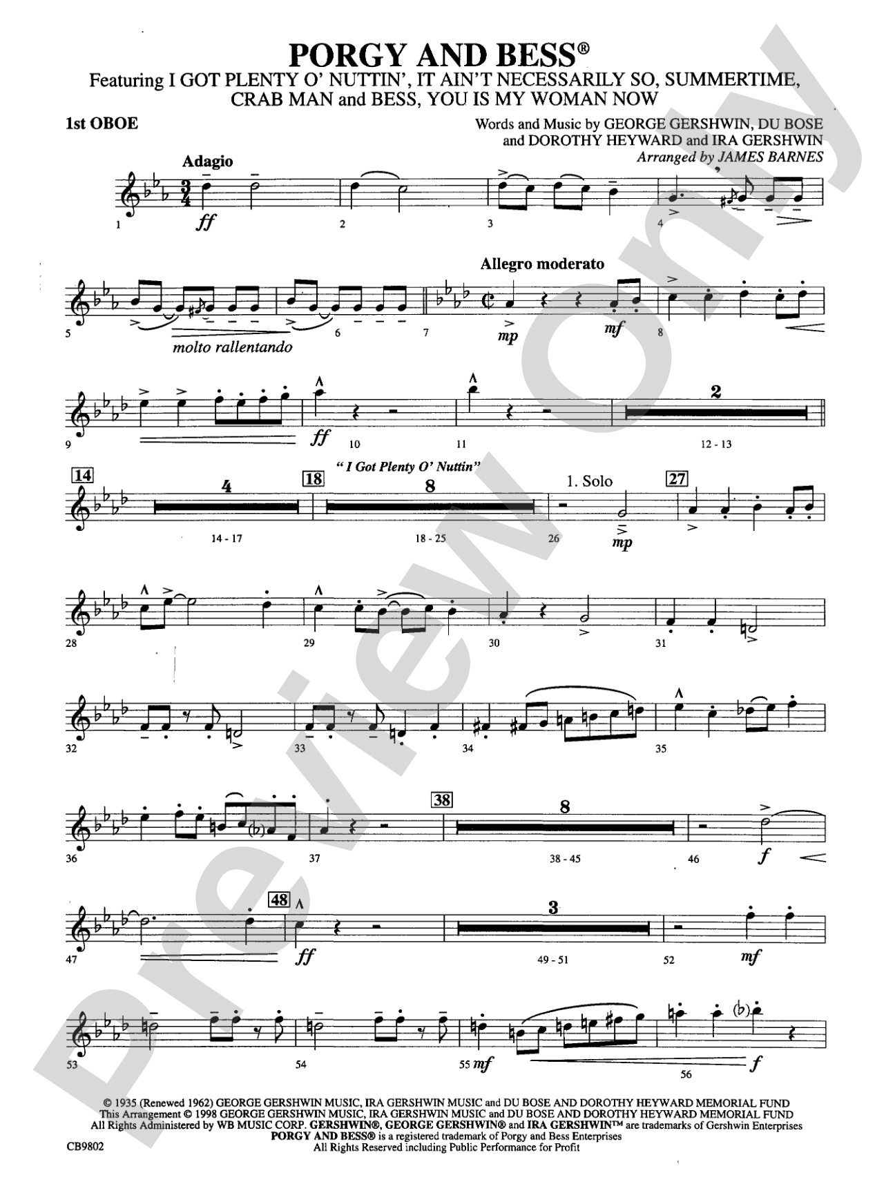 Porgy and Bess® (Medley): Oboe