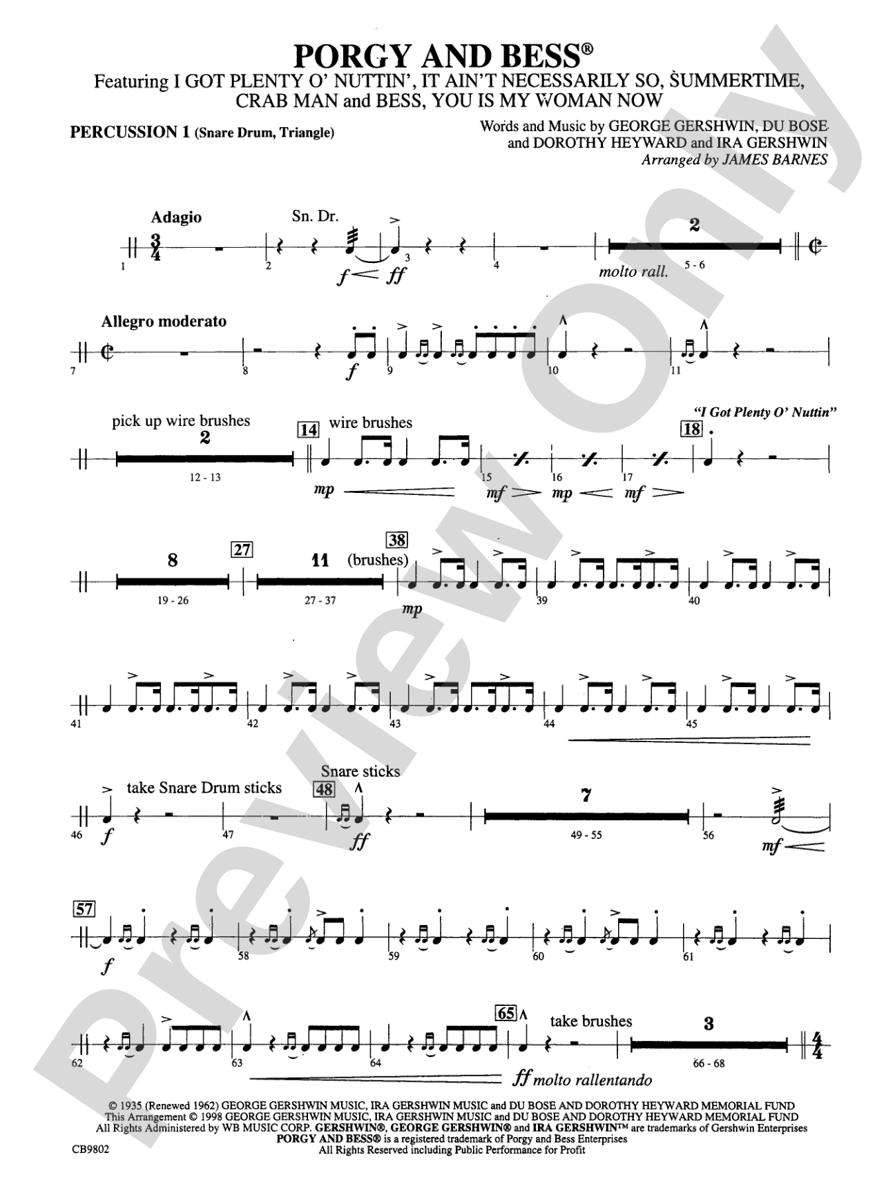 Porgy and Bess® (Medley): 1st Percussion