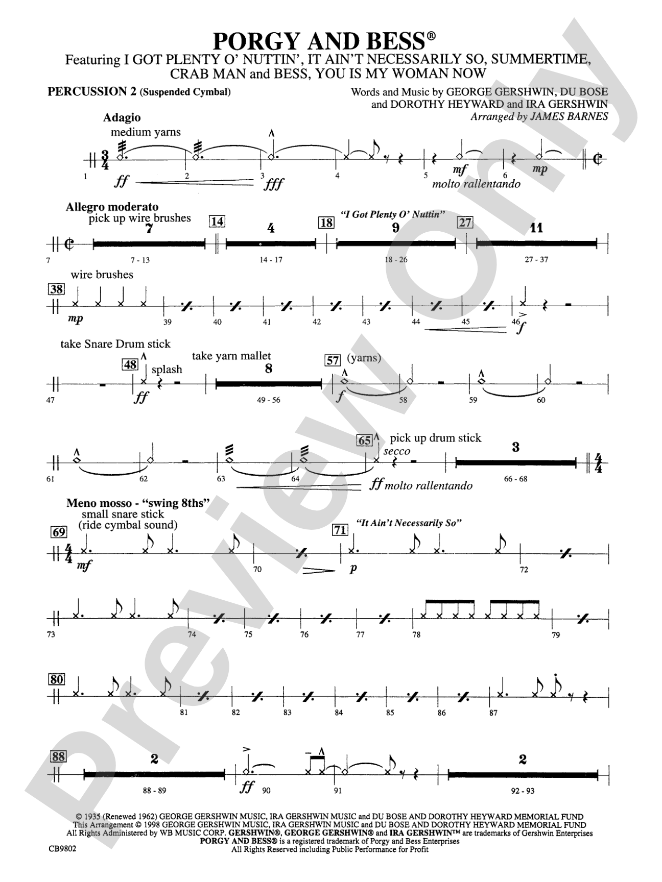 Porgy and Bess® (Medley): 2nd Percussion