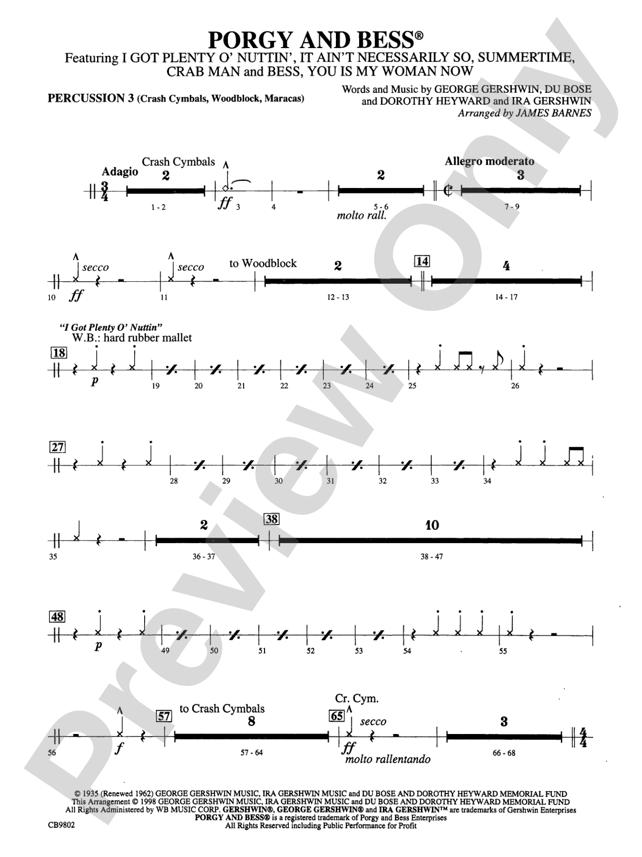 Porgy and Bess® (Medley): 3rd Percussion
