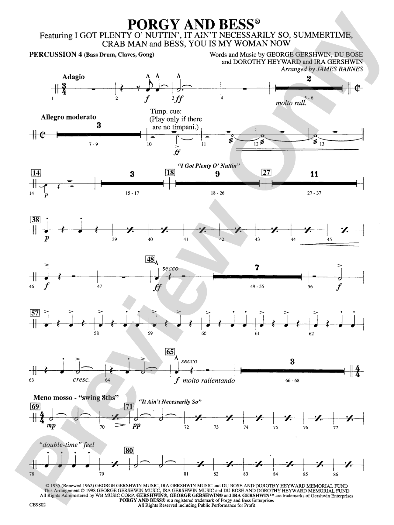 Porgy and Bess® (Medley): 4th Percussion