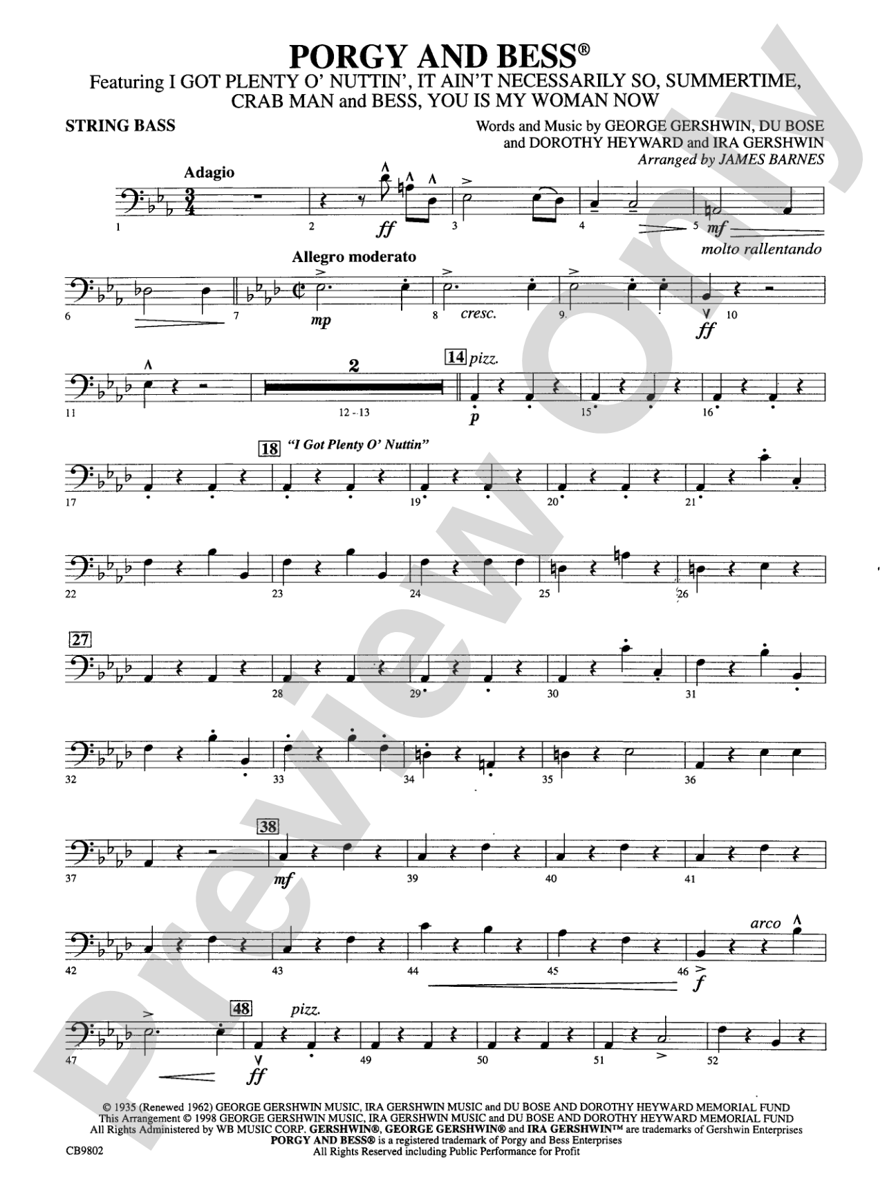 Porgy and Bess® (Medley): String Bass