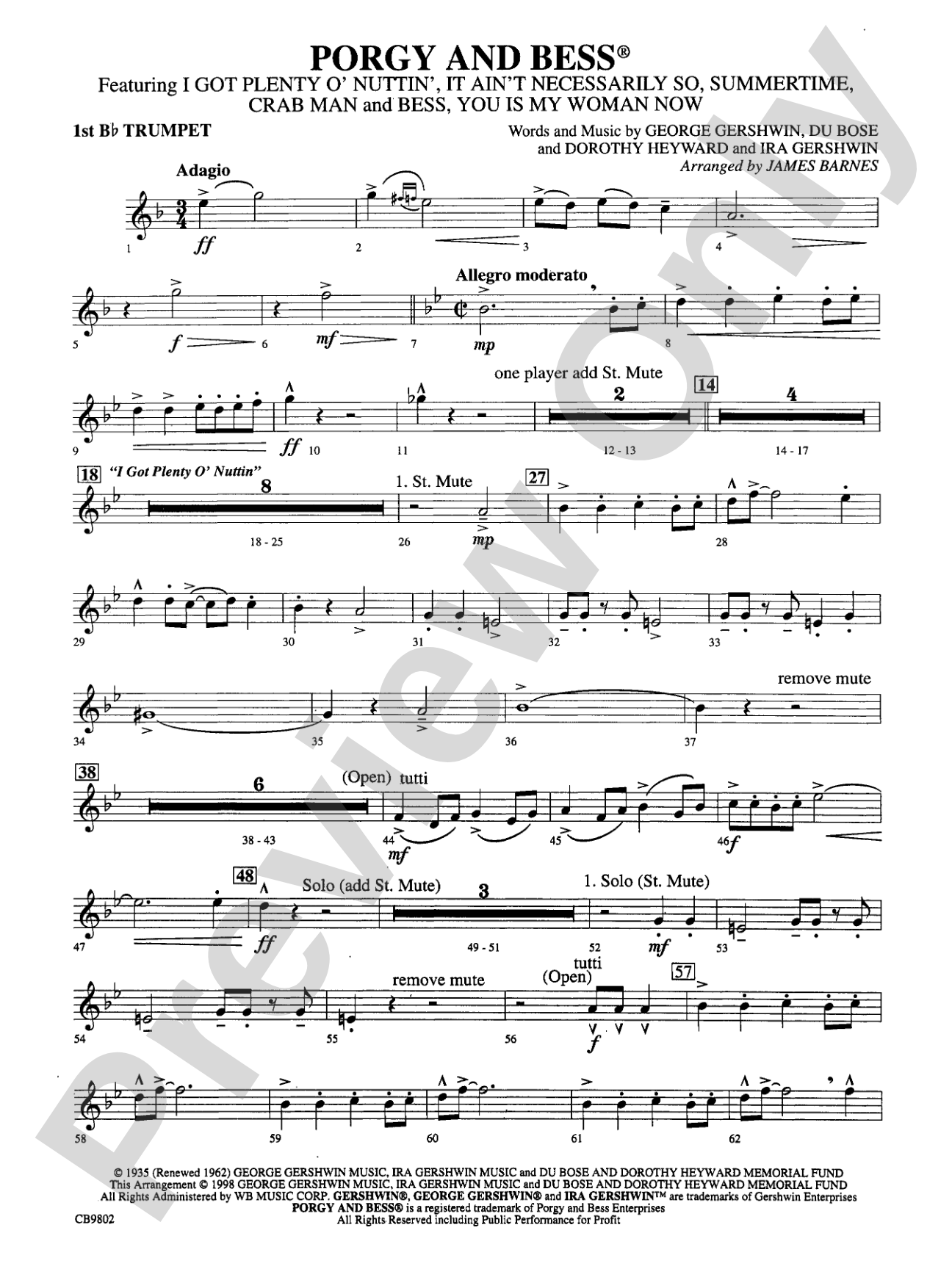 Porgy and Bess® (Medley): 1st B-flat Trumpet