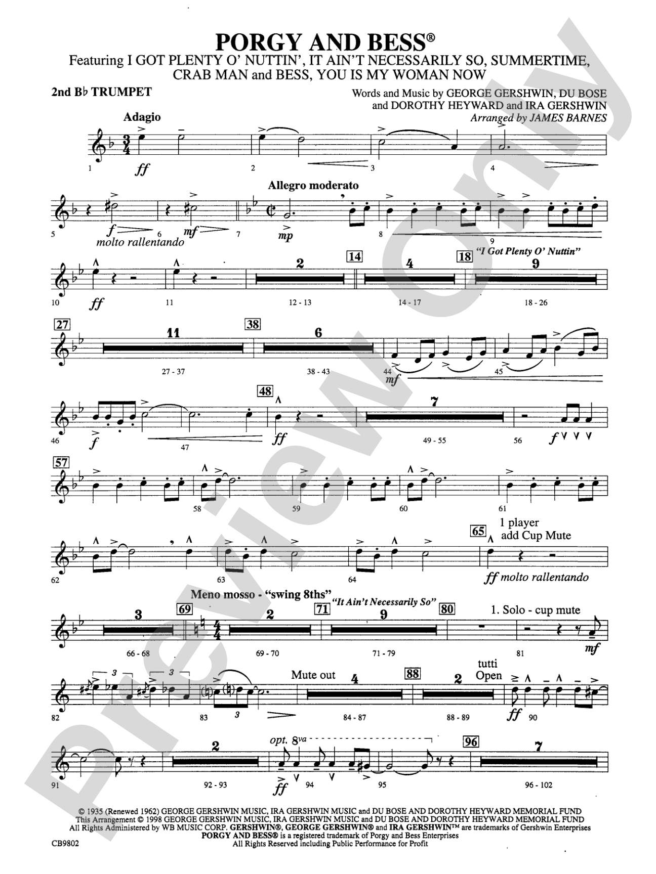 Porgy and Bess® (Medley): 2nd B-flat Trumpet
