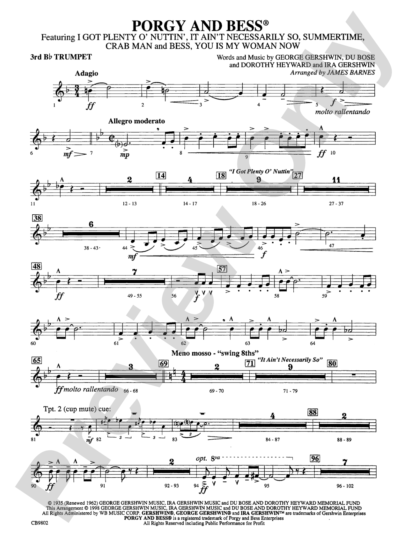 Porgy and Bess® (Medley): 3rd B-flat Trumpet