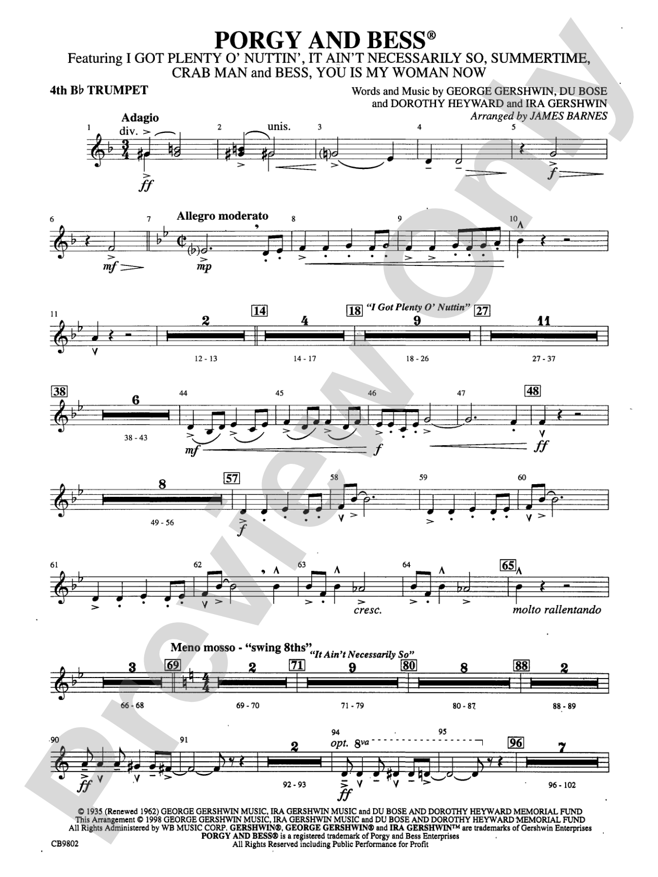 Porgy and Bess® (Medley): 4th B-flat Trumpet