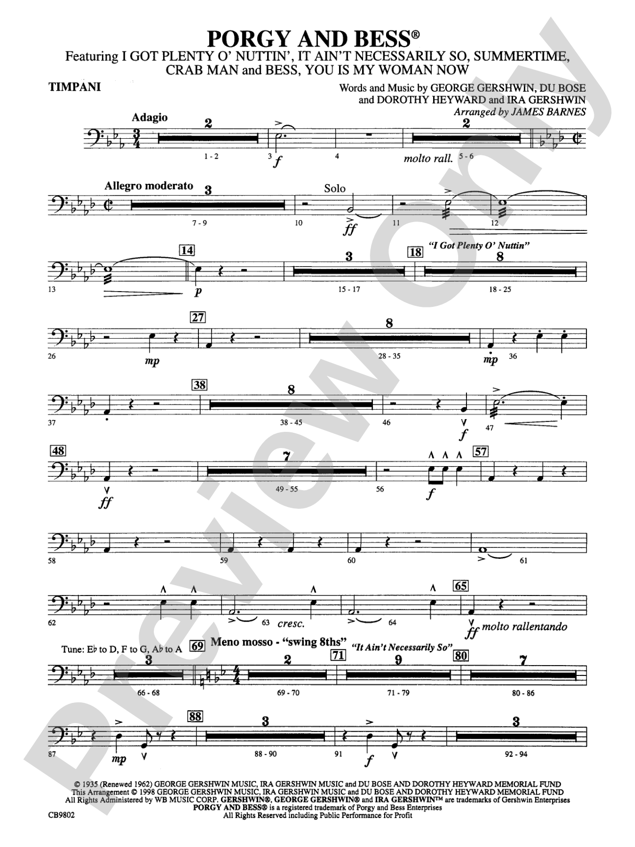 Porgy and Bess® (Medley): Timpani