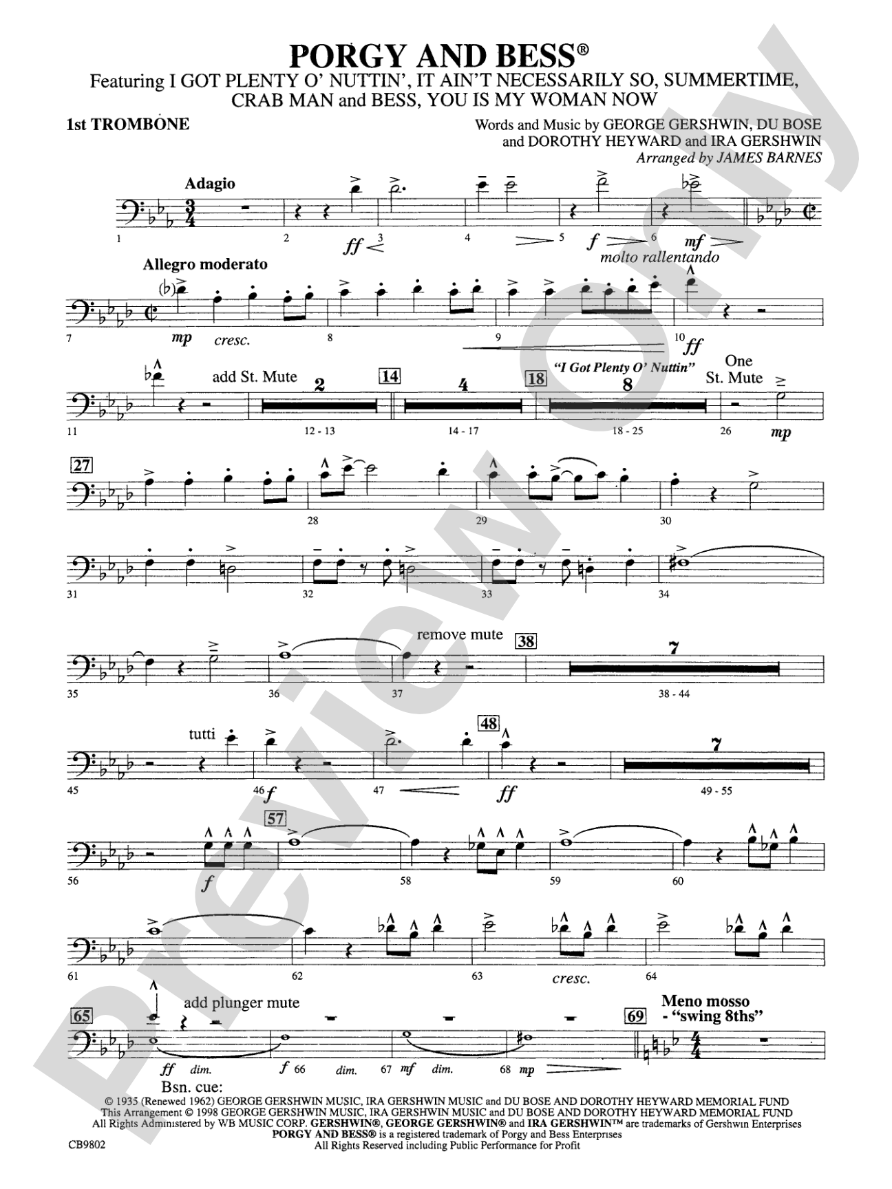 Porgy and Bess® (Medley): 1st Trombone