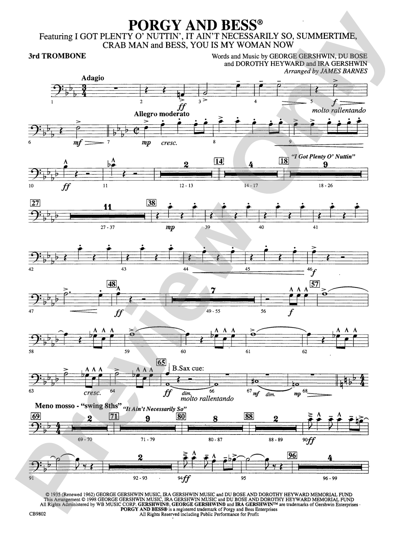 Porgy and Bess® (Medley): 3rd Trombone