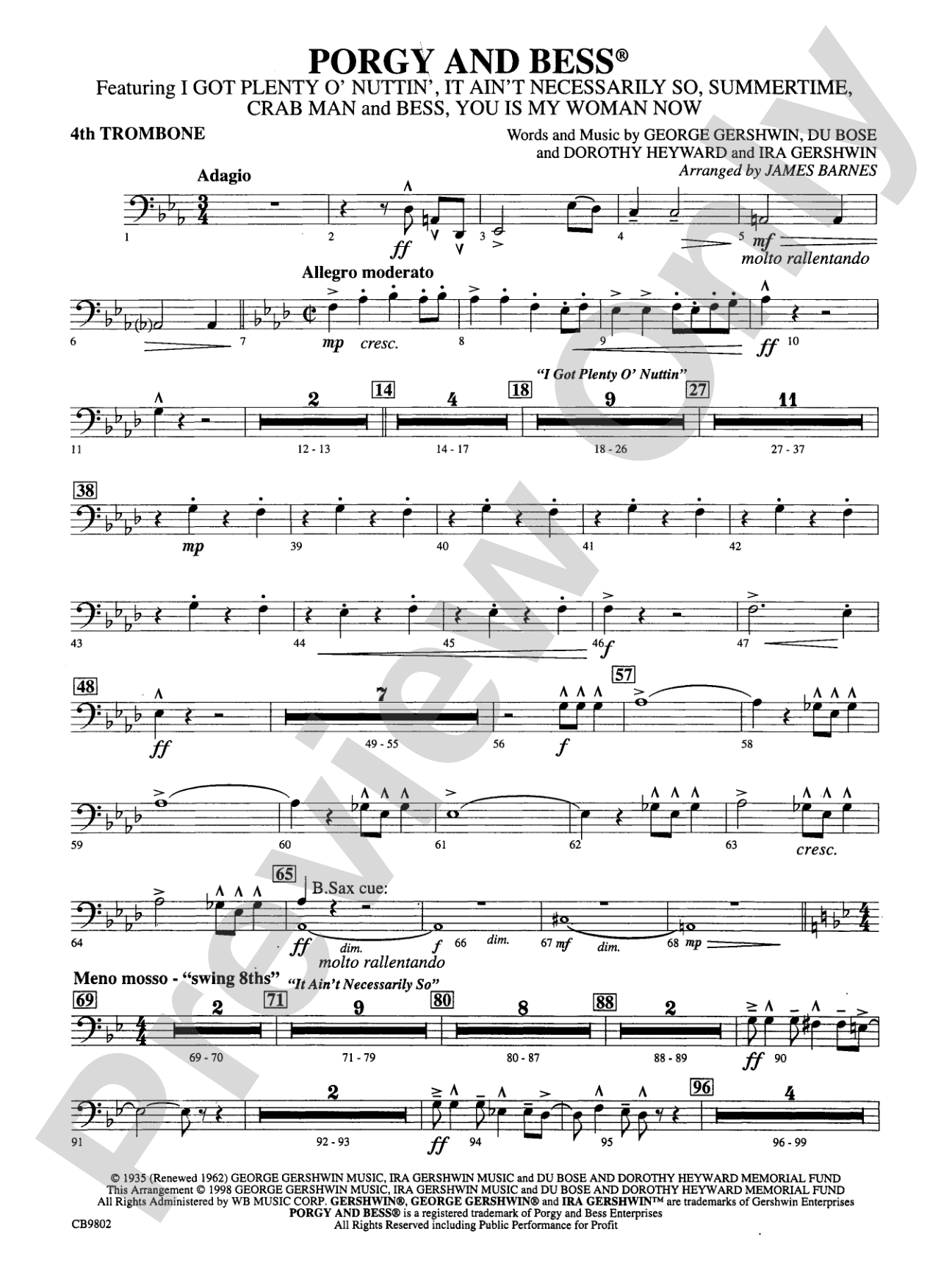 Porgy and Bess® (Medley): 4th Trombone