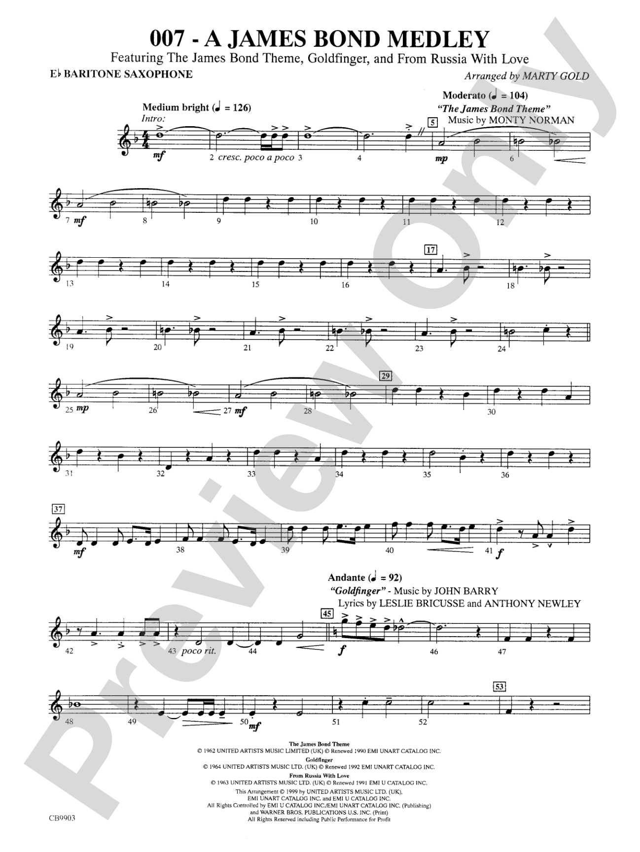 007 -- A James Bond Medley: E-flat Baritone Saxophone