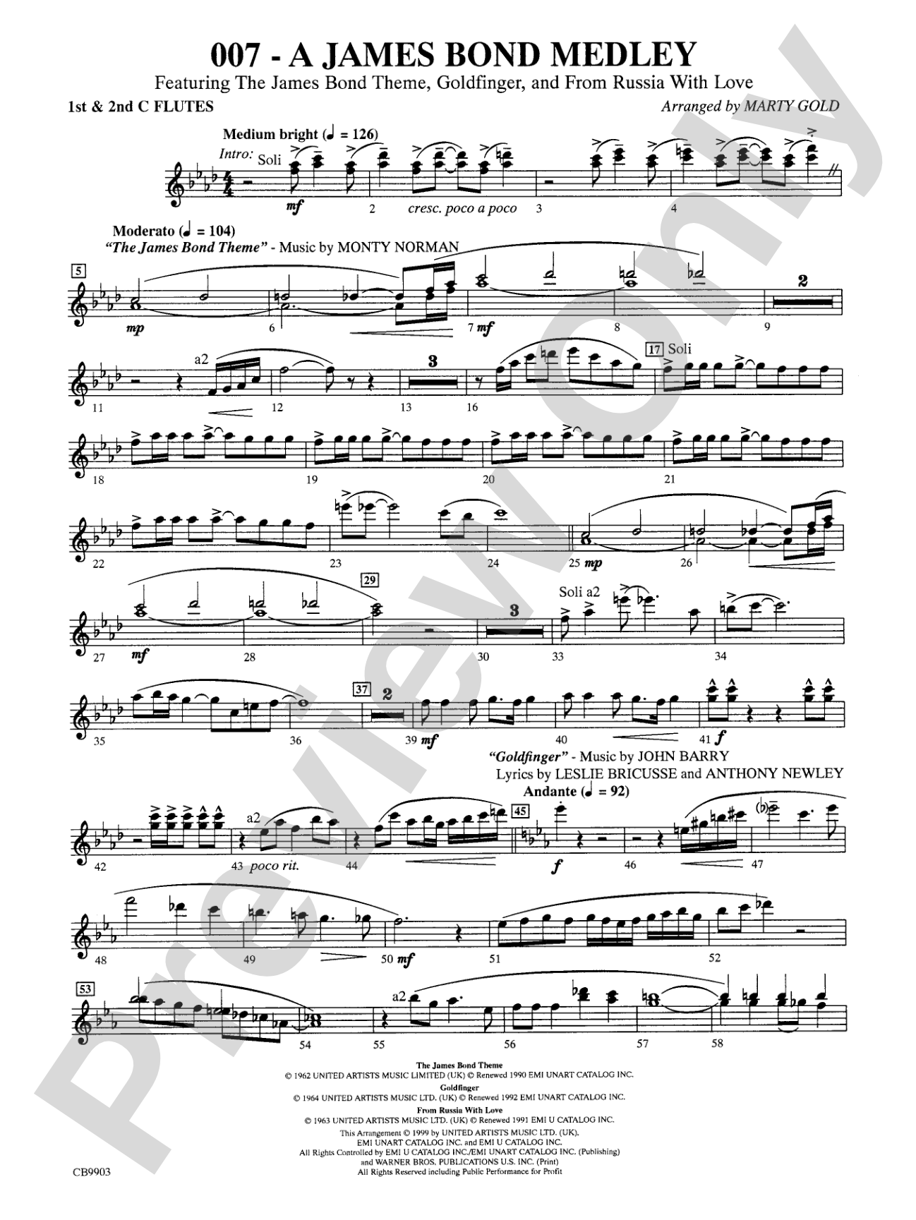 007 -- A James Bond Medley: 1st & 2nd Flute