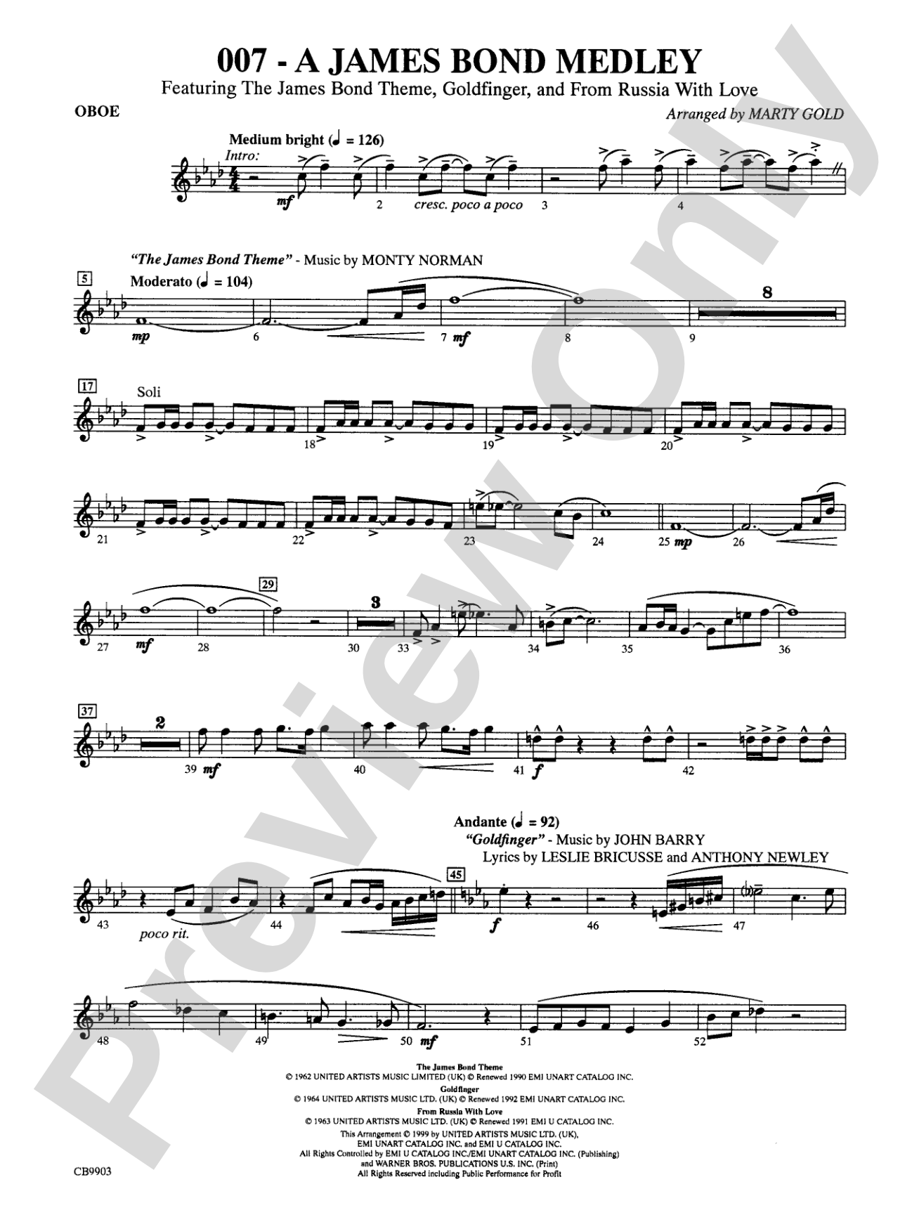 007 -- A James Bond Medley: Oboe