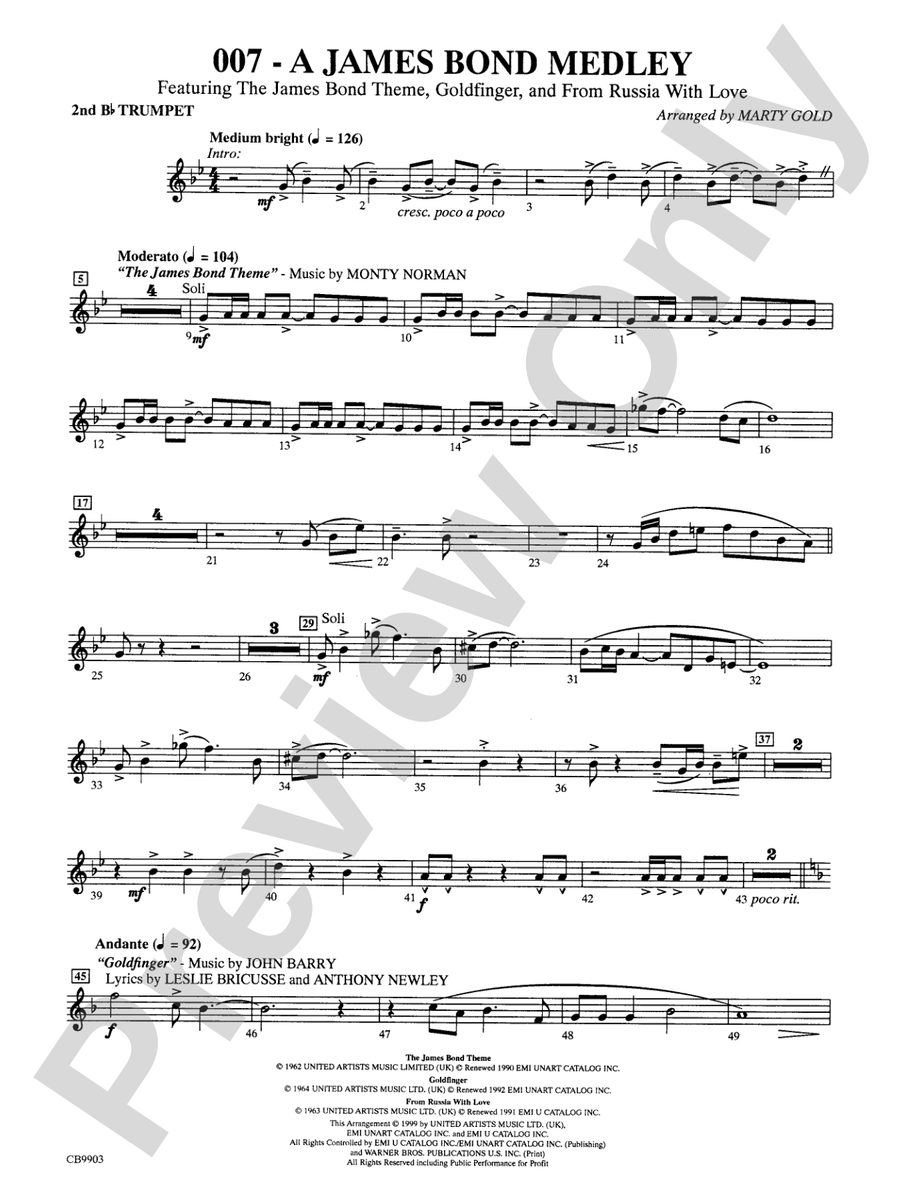 007 -- A James Bond Medley: 2nd B-flat Trumpet