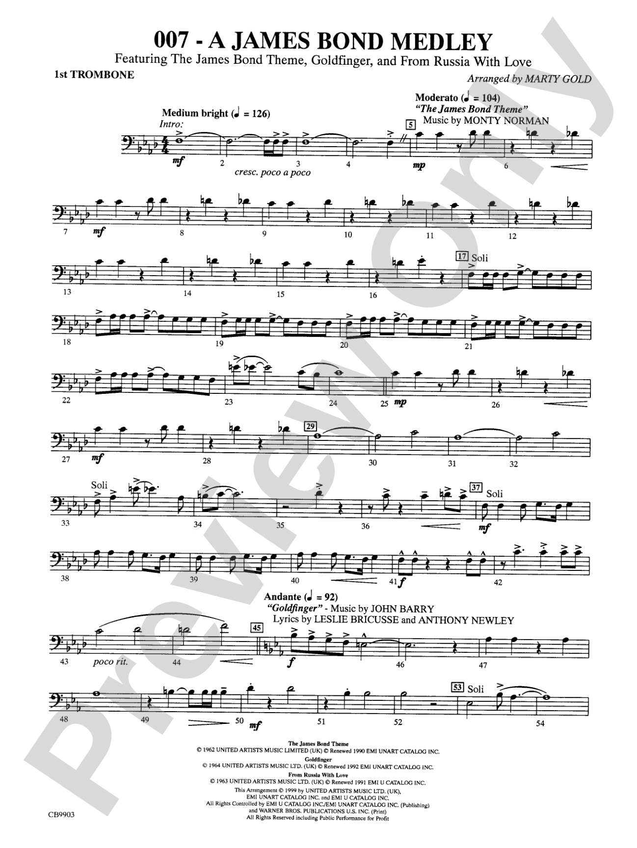 007 -- A James Bond Medley: 1st Trombone