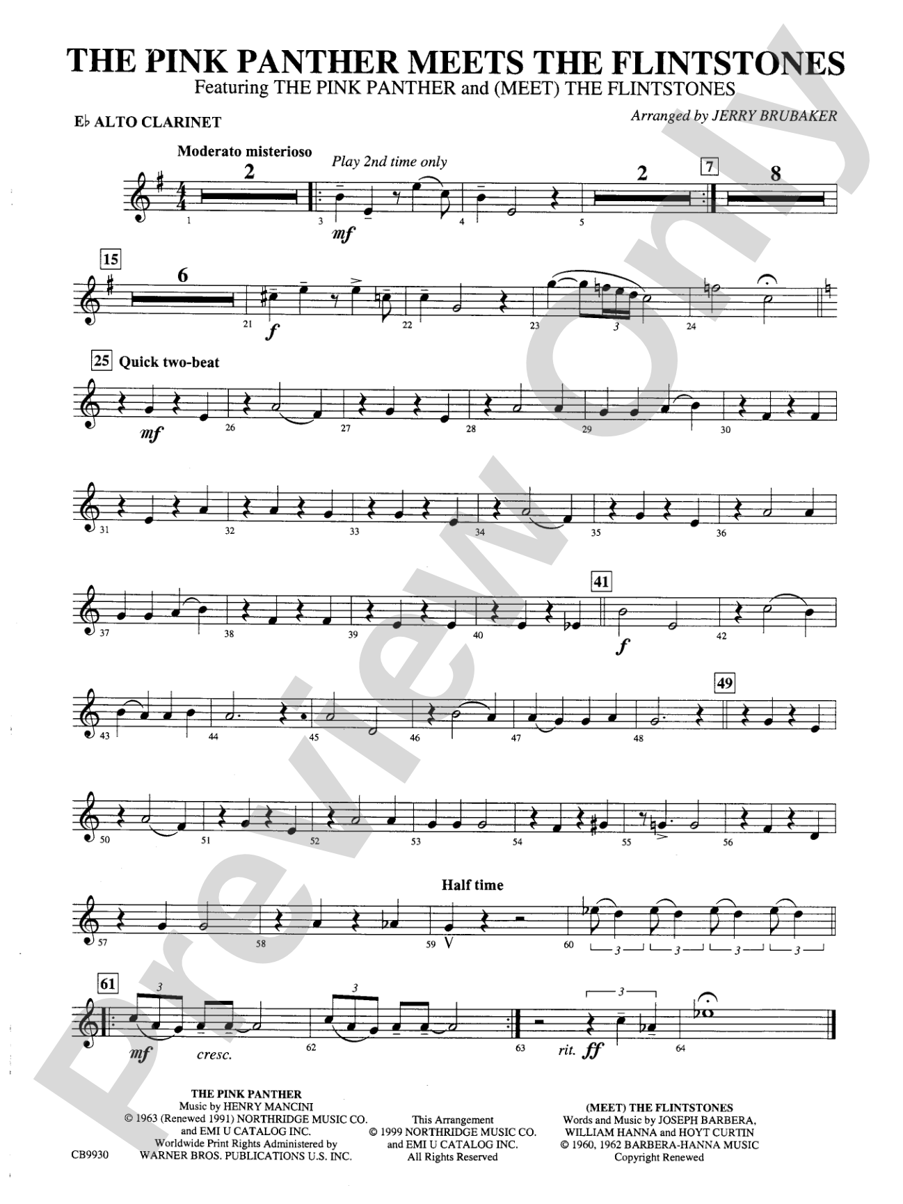 The Pink Panther Meets the Flintstones: E-flat Alto Clarinet