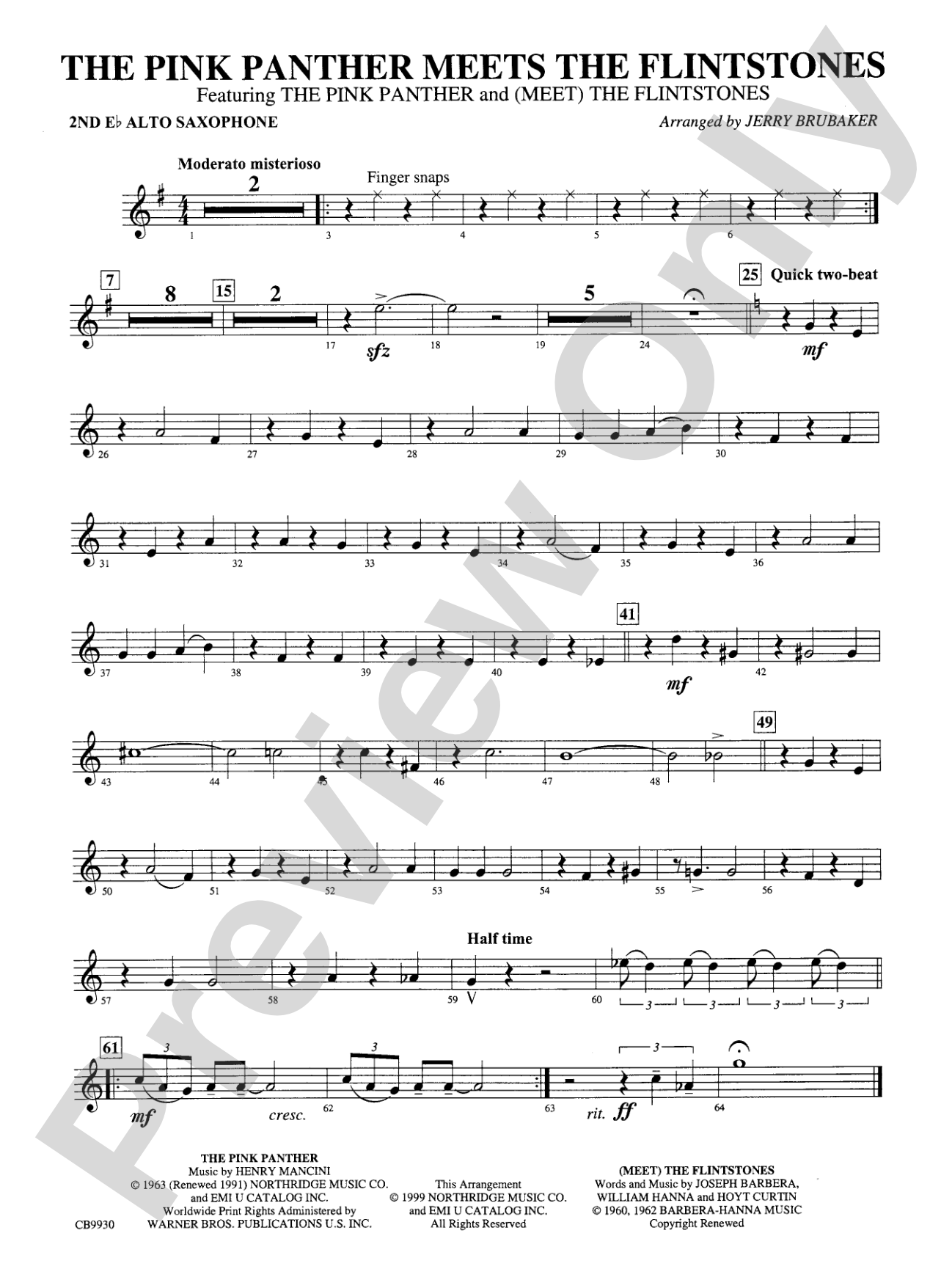 The Pink Panther Meets the Flintstones: 2nd E-flat Alto Saxophone