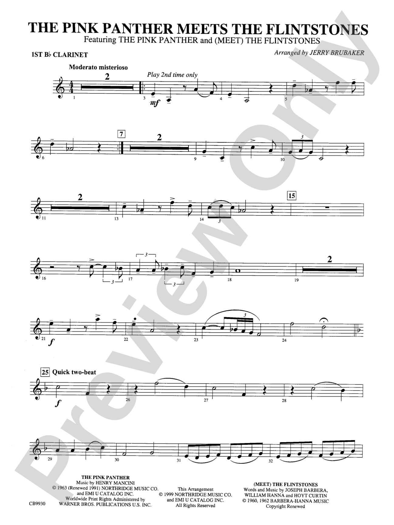 The Pink Panther Meets the Flintstones: 1st B-flat Clarinet