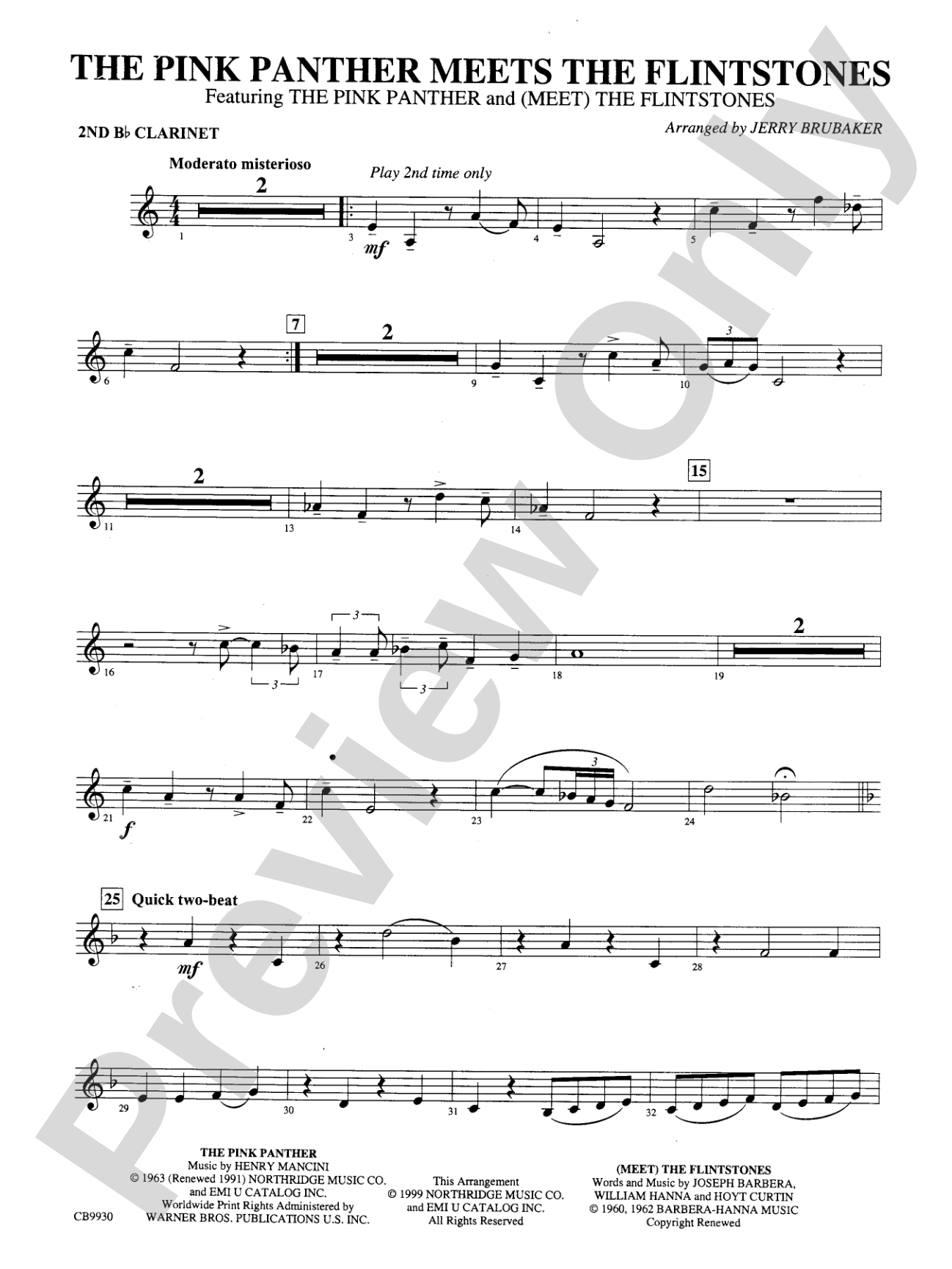 The Pink Panther Meets the Flintstones: 2nd B-flat Clarinet