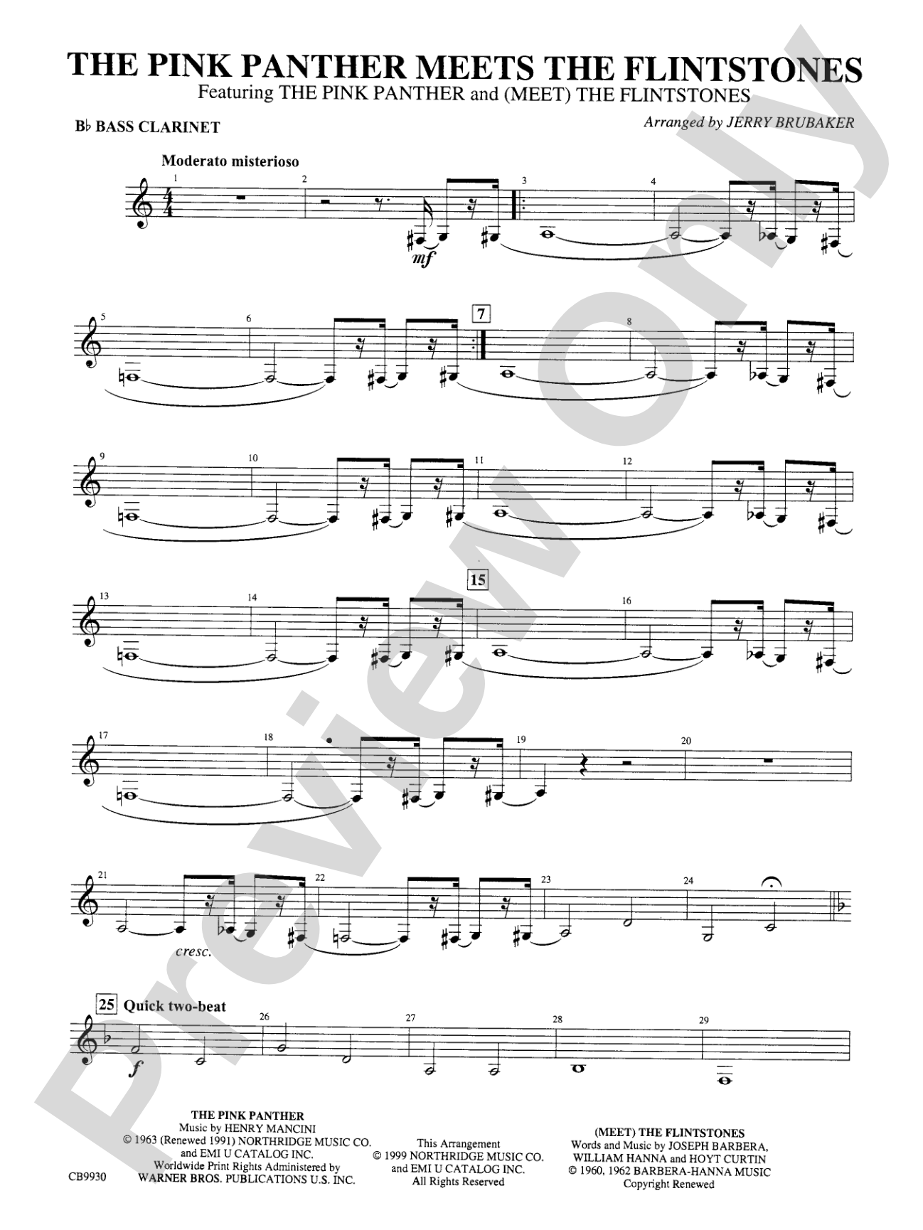 The Pink Panther Meets the Flintstones: B-flat Bass Clarinet
