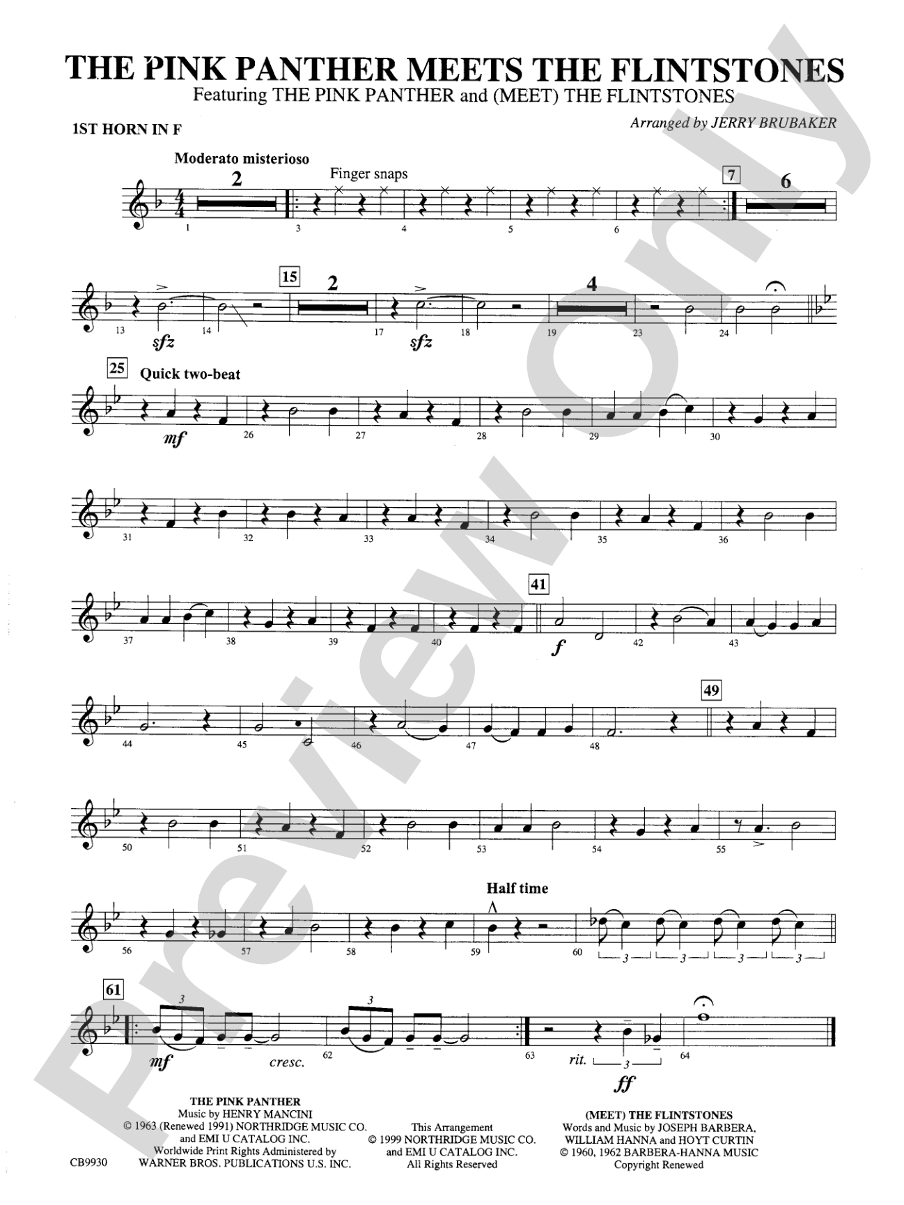 The Pink Panther Meets the Flintstones: 1st F Horn