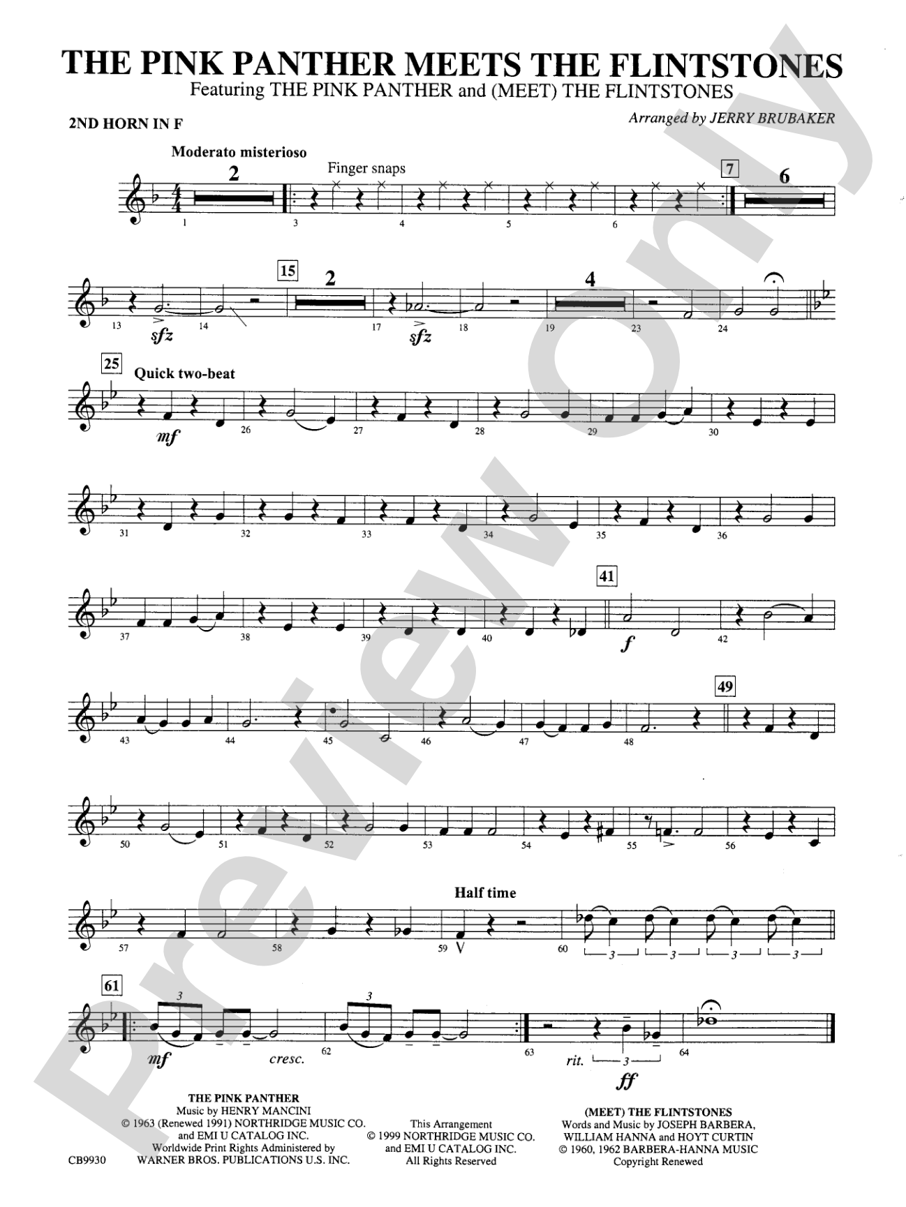 The Pink Panther Meets the Flintstones: 2nd F Horn