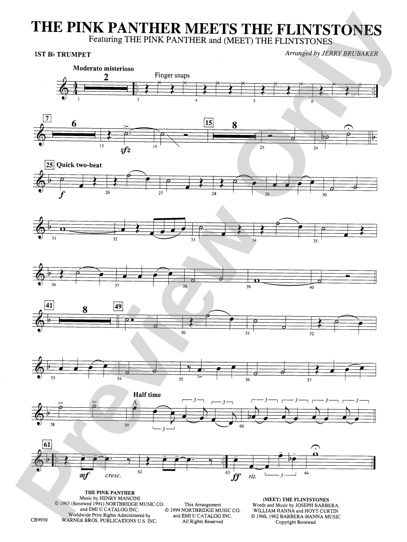 The Pink Panther Meets the Flintstones: 1st B-flat Trumpet