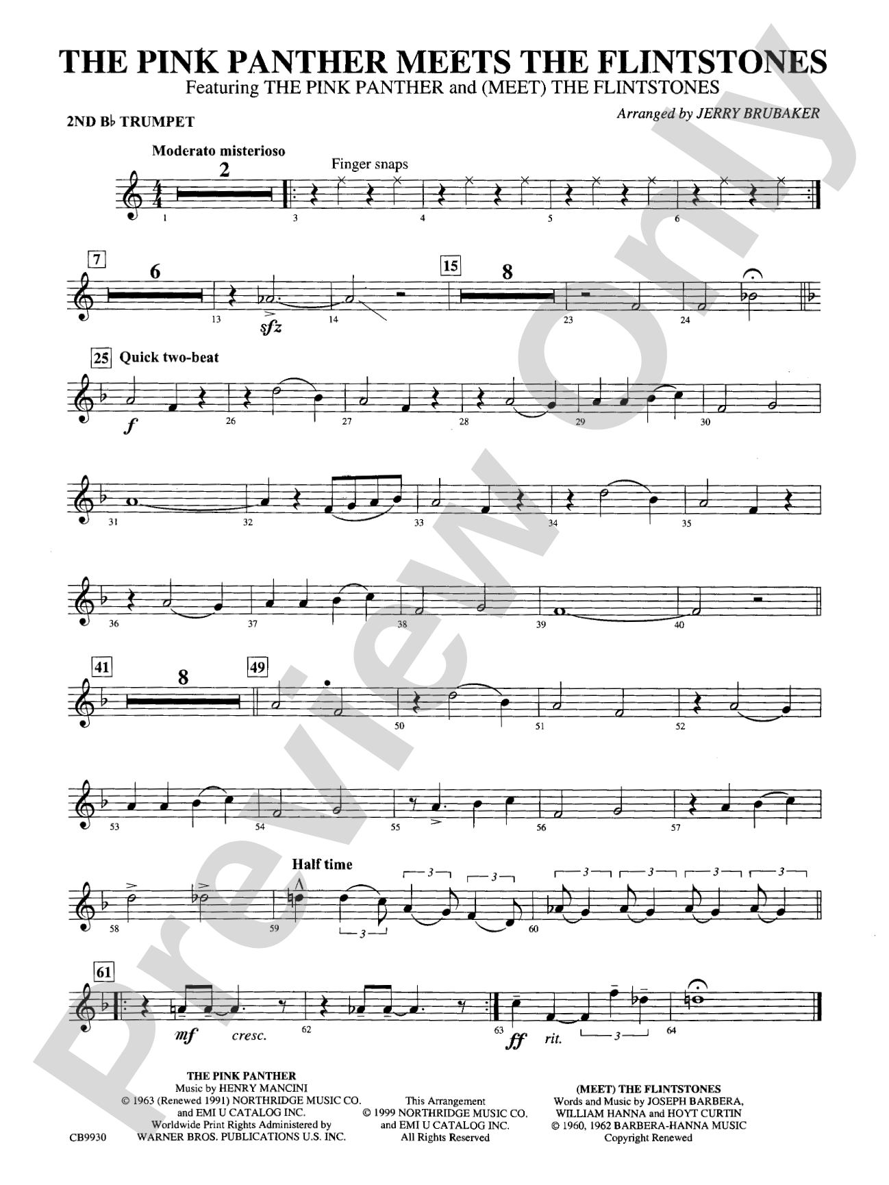 The Pink Panther Meets the Flintstones: 2nd B-flat Trumpet