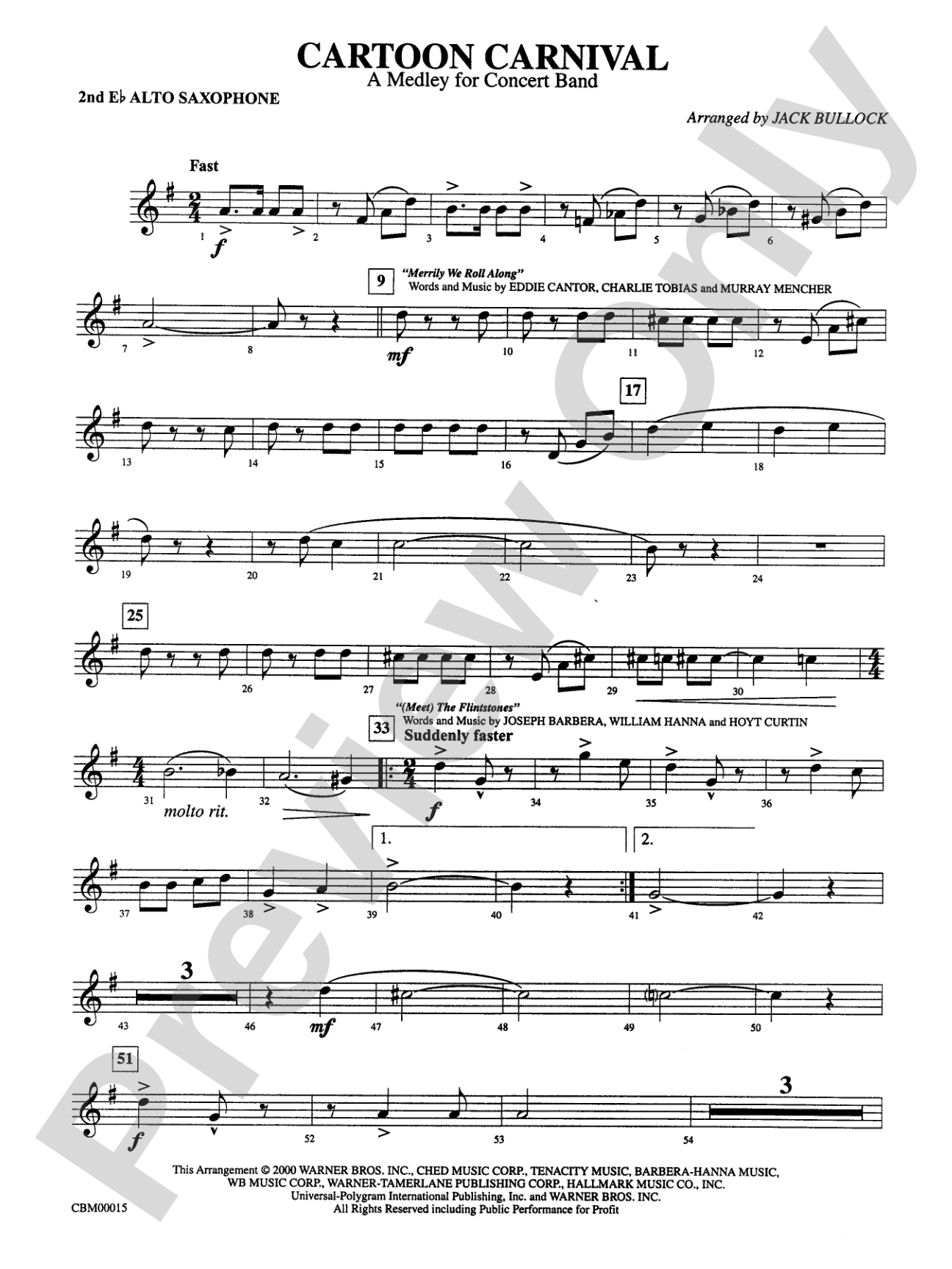 Cartoon Carnival (Medley): 2nd E-flat Alto Saxophone