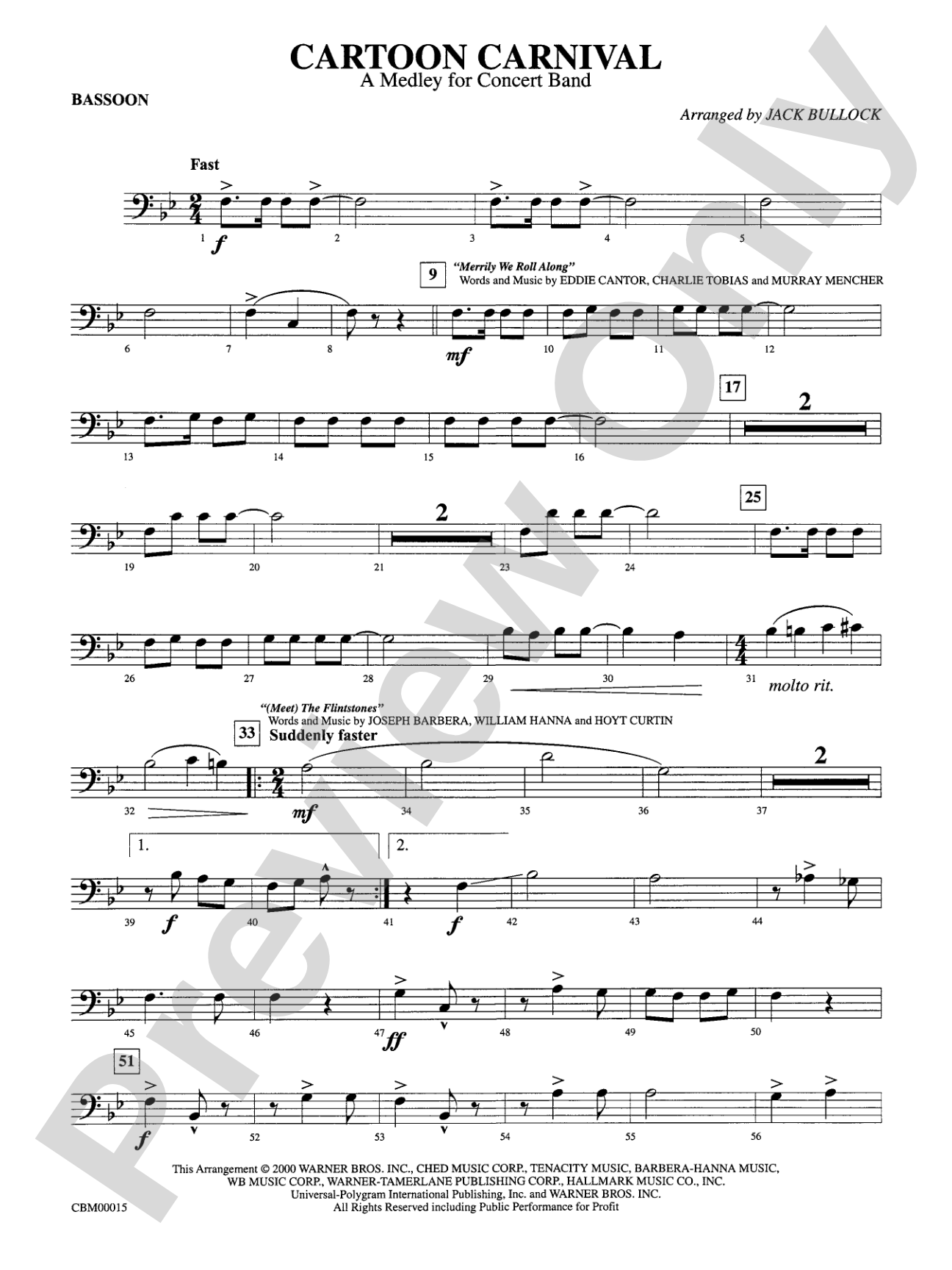 Cartoon Carnival (Medley): Bassoon