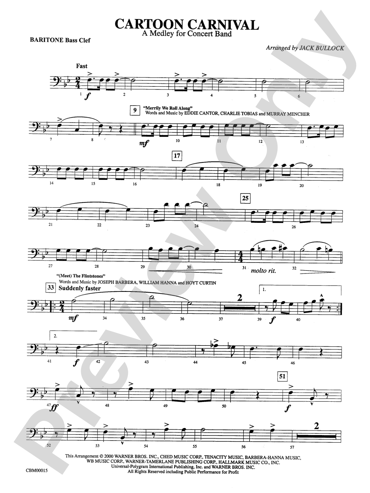 Cartoon Carnival (Medley): Baritone B.C.