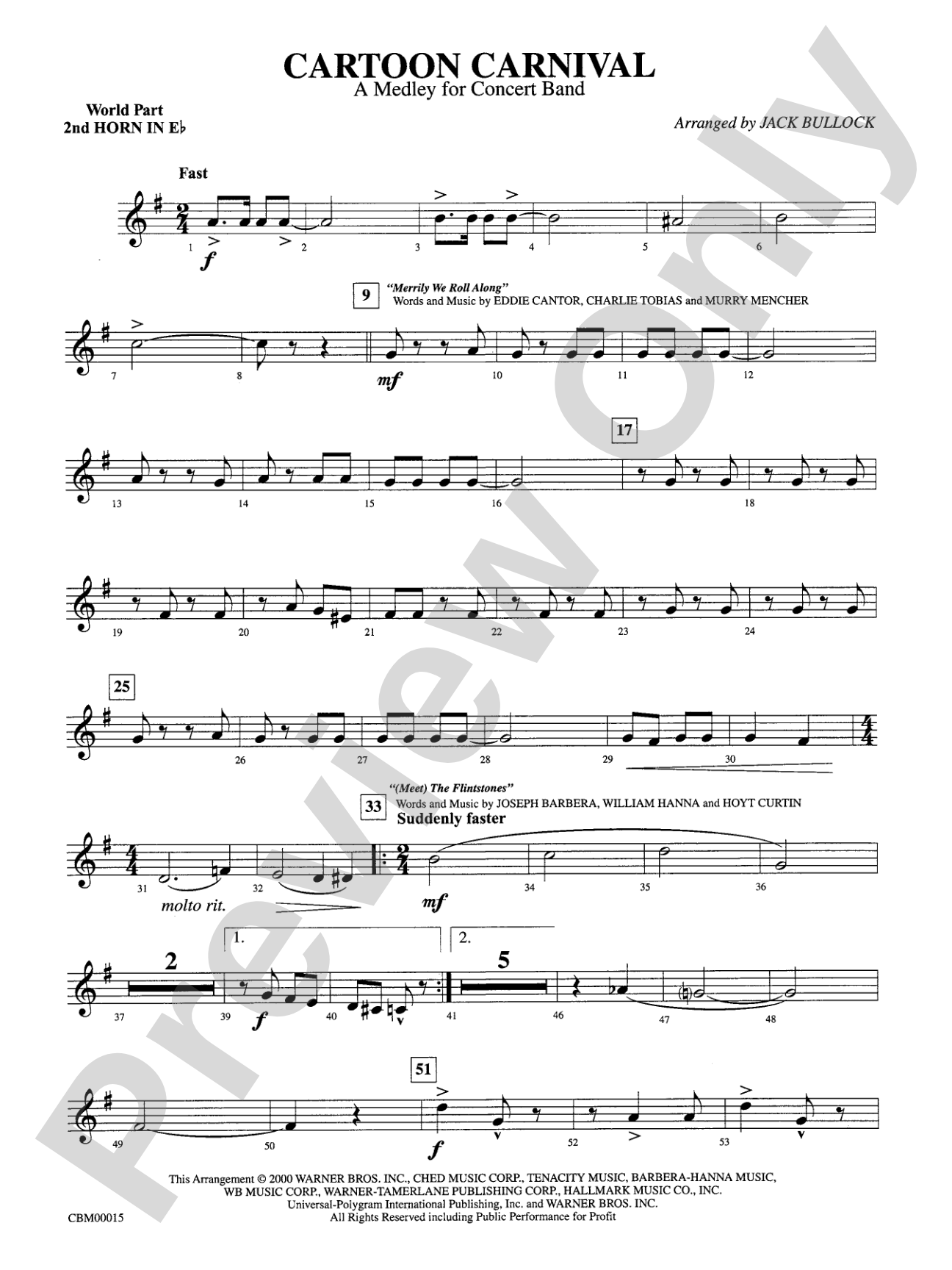 Cartoon Carnival (Medley): WP 2nd Horn in E-flat