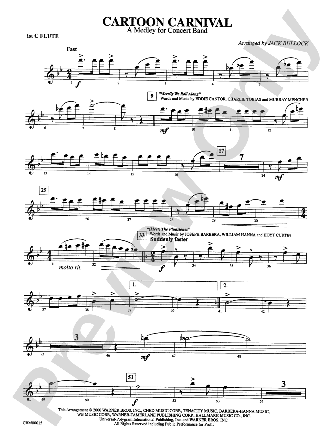 Cartoon Carnival (Medley): Flute