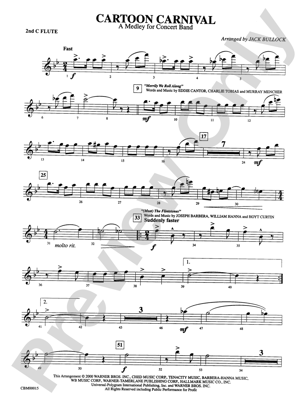 Cartoon Carnival (Medley): 2nd Flute