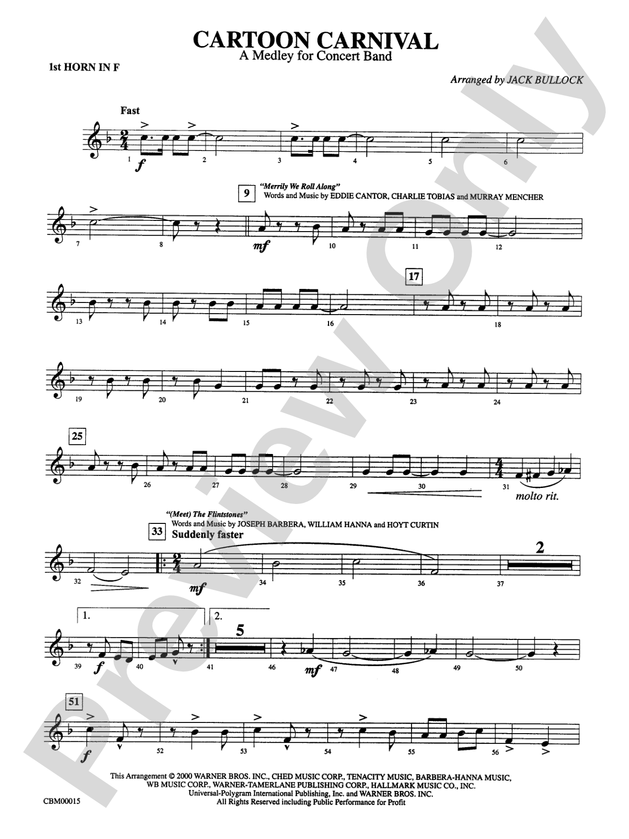 Cartoon Carnival (Medley): 1st F Horn